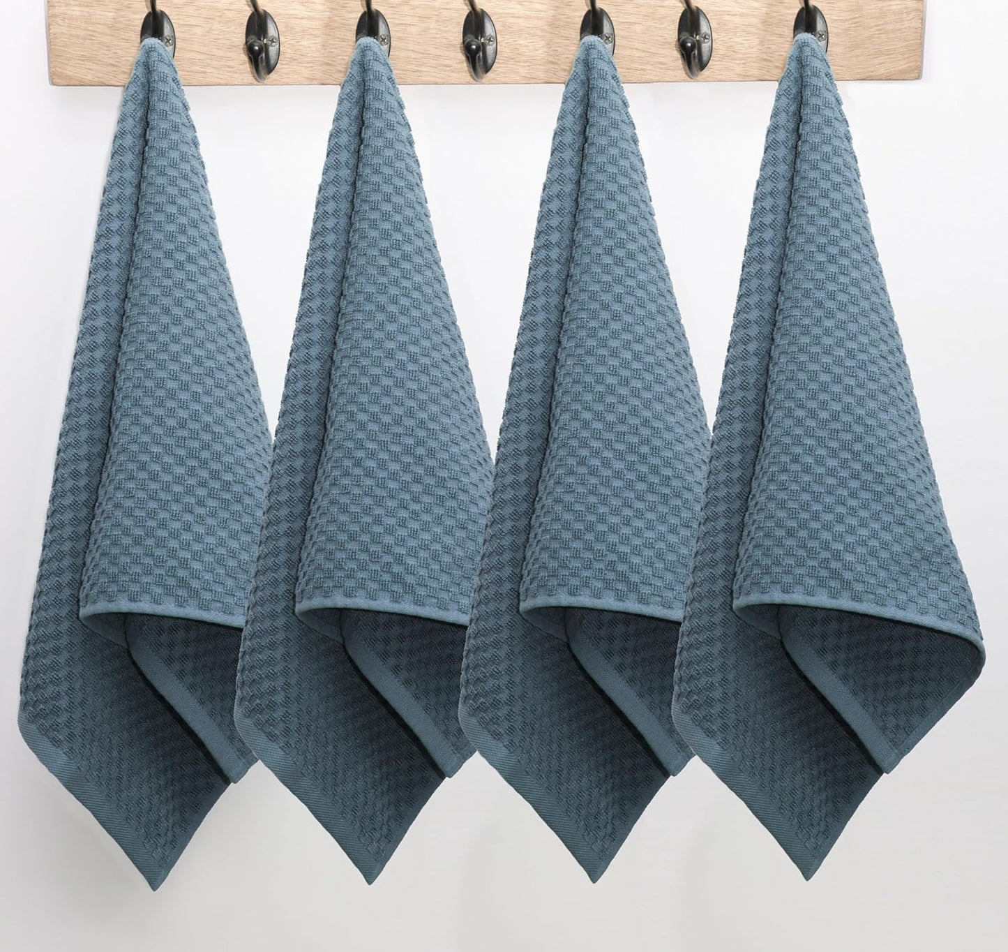 COTTON CRAFT Amazing Kitchen Towel - 12 Pack 100% Cotton Waffle Terry Towel | Blue - 16x28 inch Euro Café Waffle Weave