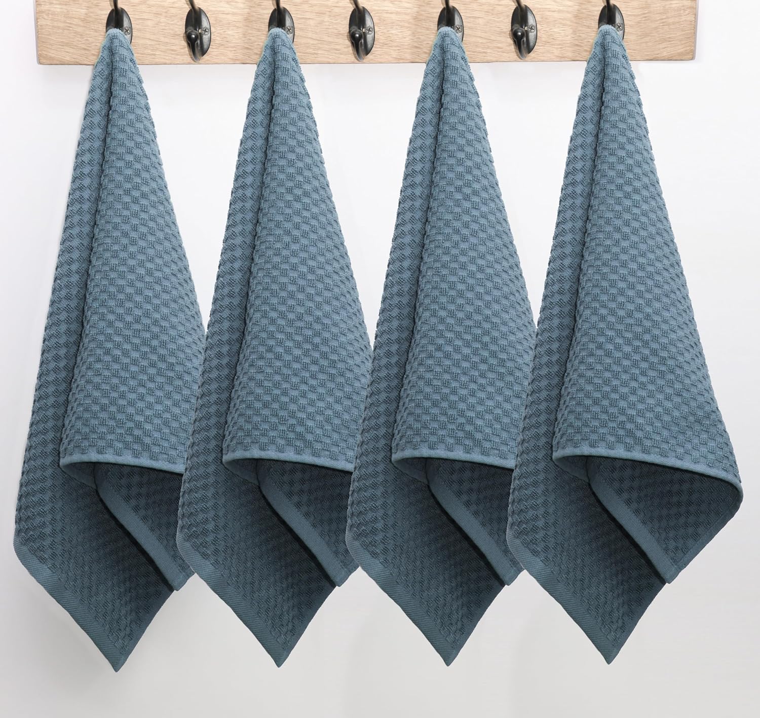 COTTON CRAFT Amazing Kitchen Towel - 12 Pack 100% Cotton Waffle Terry Towel | Blue - 16x28 inch Euro Café Waffle Weave
