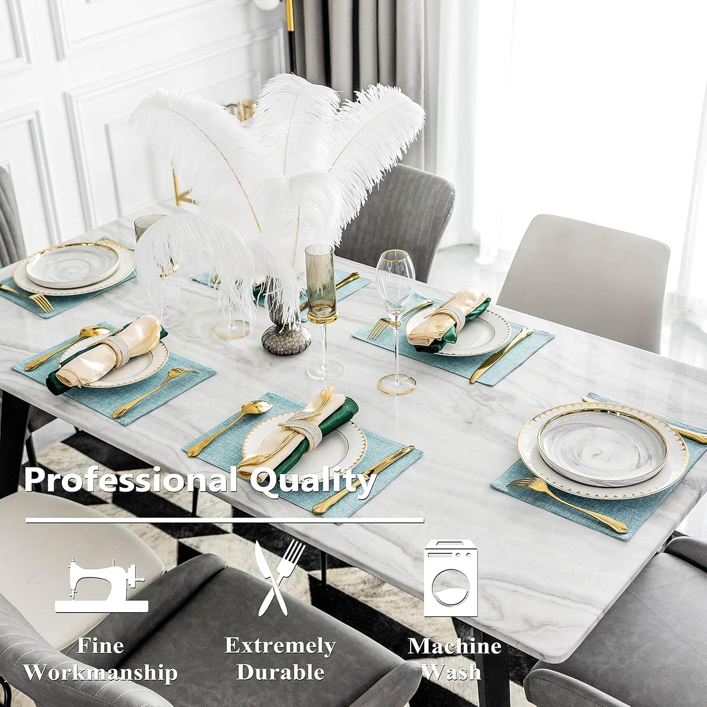 Home Brilliant Placemats Set of 6 Heat Resistant Dining Table Place Mats for Kitchen Table Party Decoration, 13 x 19