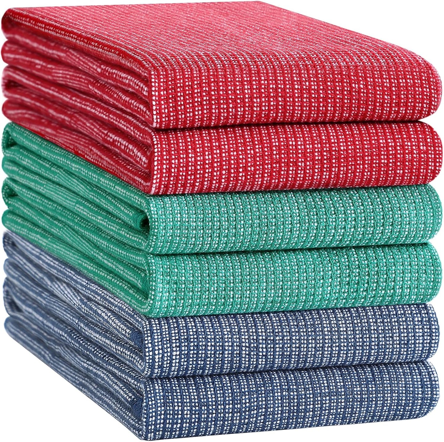 Homaxy 380 GSM Cotton Premium Kitchen Towels 6 Pack, 18"x 28", Mix | Flat and Terry Dish Towels, Highly Absorbent Tea