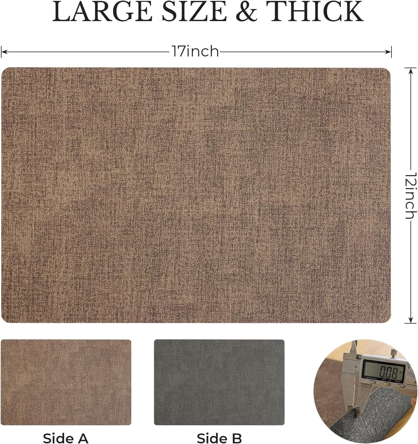 Romanstile Vinyl Placemats Set of 8, Reversible Faux Leather Heat Resistant Wipeable Table Mats, Waterproof Washable