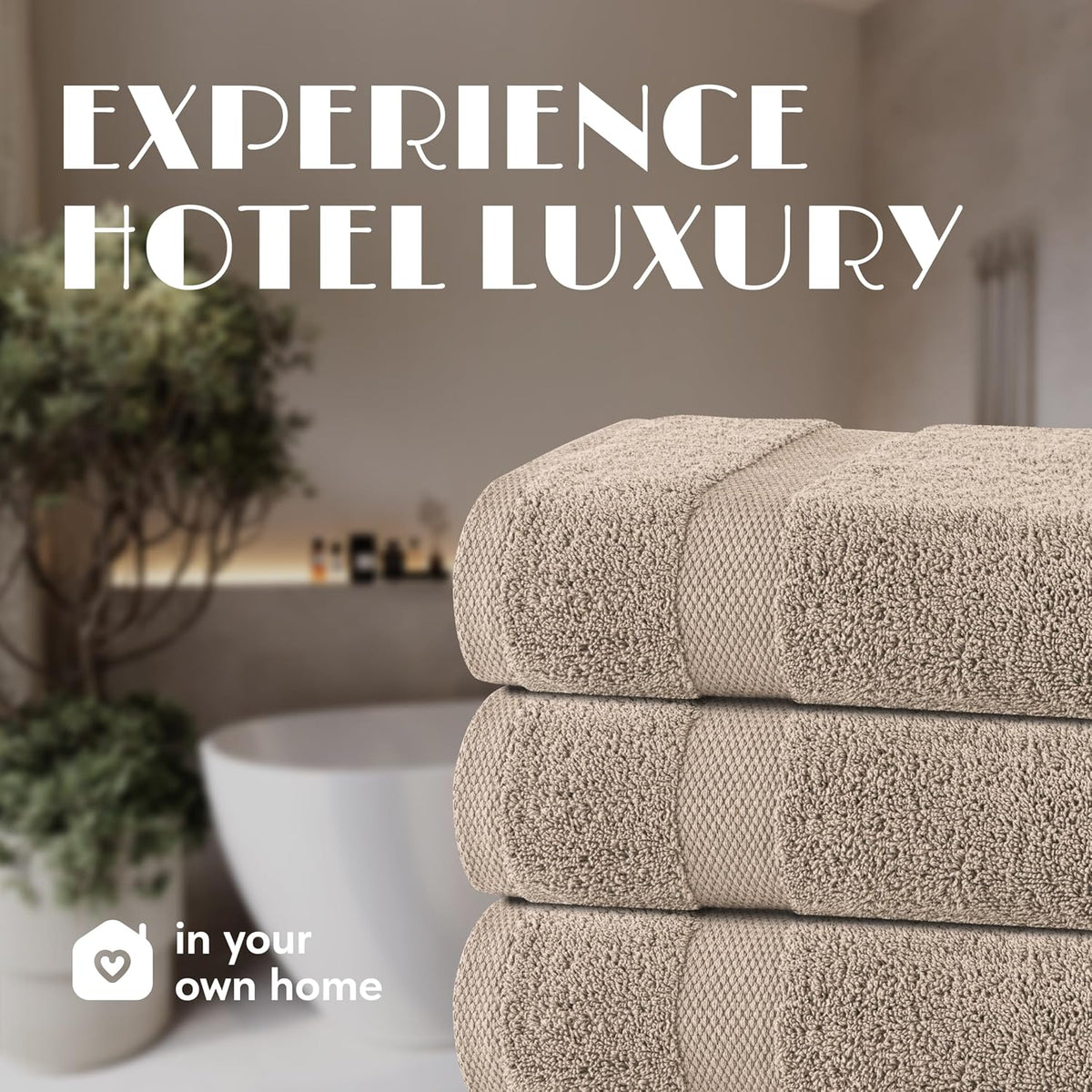 White Classic Wealuxe Taupe Bath Towels 24x50 Inch, Cotton Towel Set for Bathroom, Hotel, Gym, Spa, Soft Extra