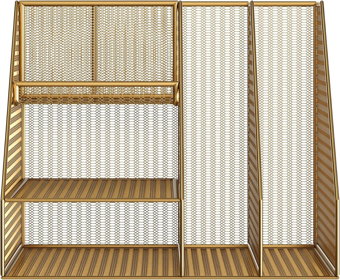Martha Stewart Ryder Mesh Metal Magazine File Holder, Gold | Steel Mesh, Gold Finish