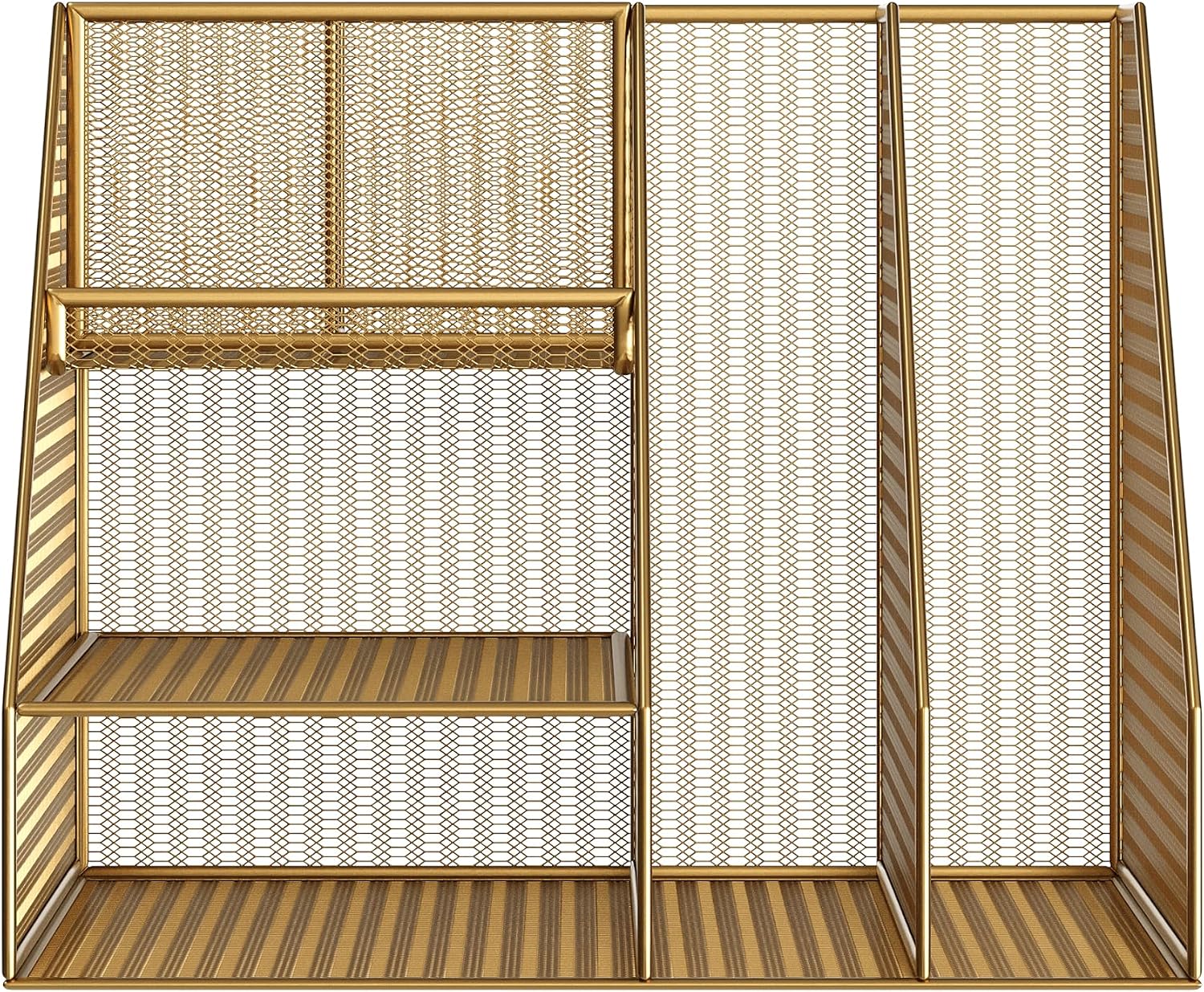 Martha Stewart Ryder Mesh Metal Magazine File Holder, Gold | Steel Mesh, Gold Finish
