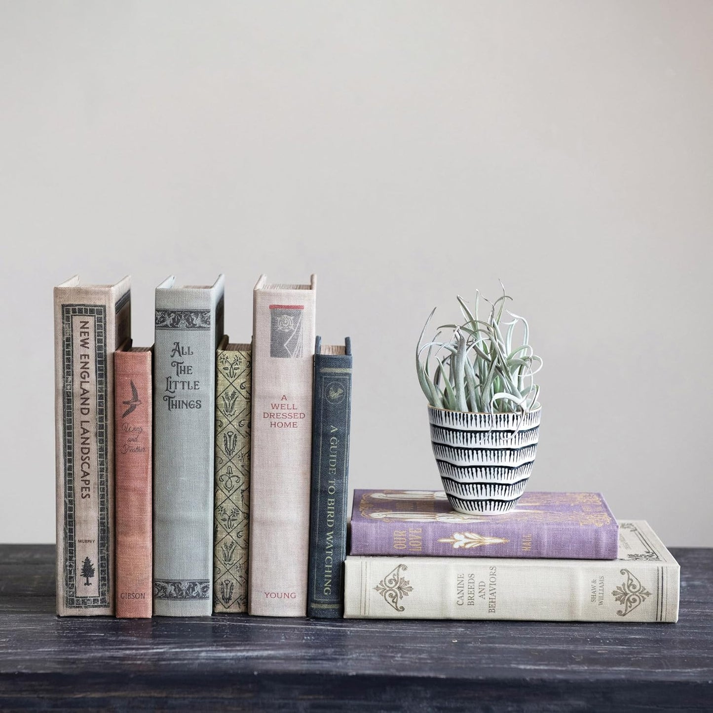 MDF & Canvas Book Storage Boxes / 2 Count / Set of 2