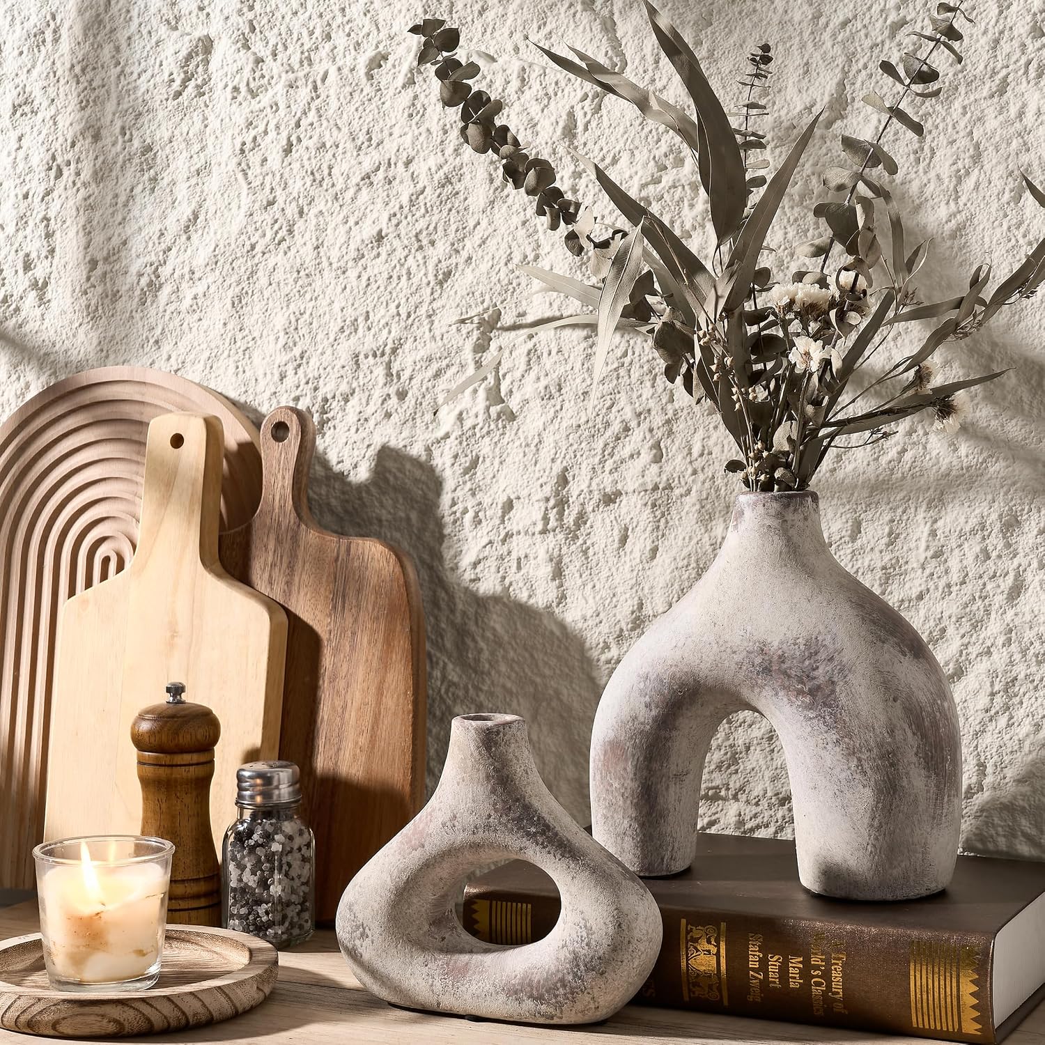 Ceramic Vase for Minimalist Bohemian Decor / Terracotta / Set of 2