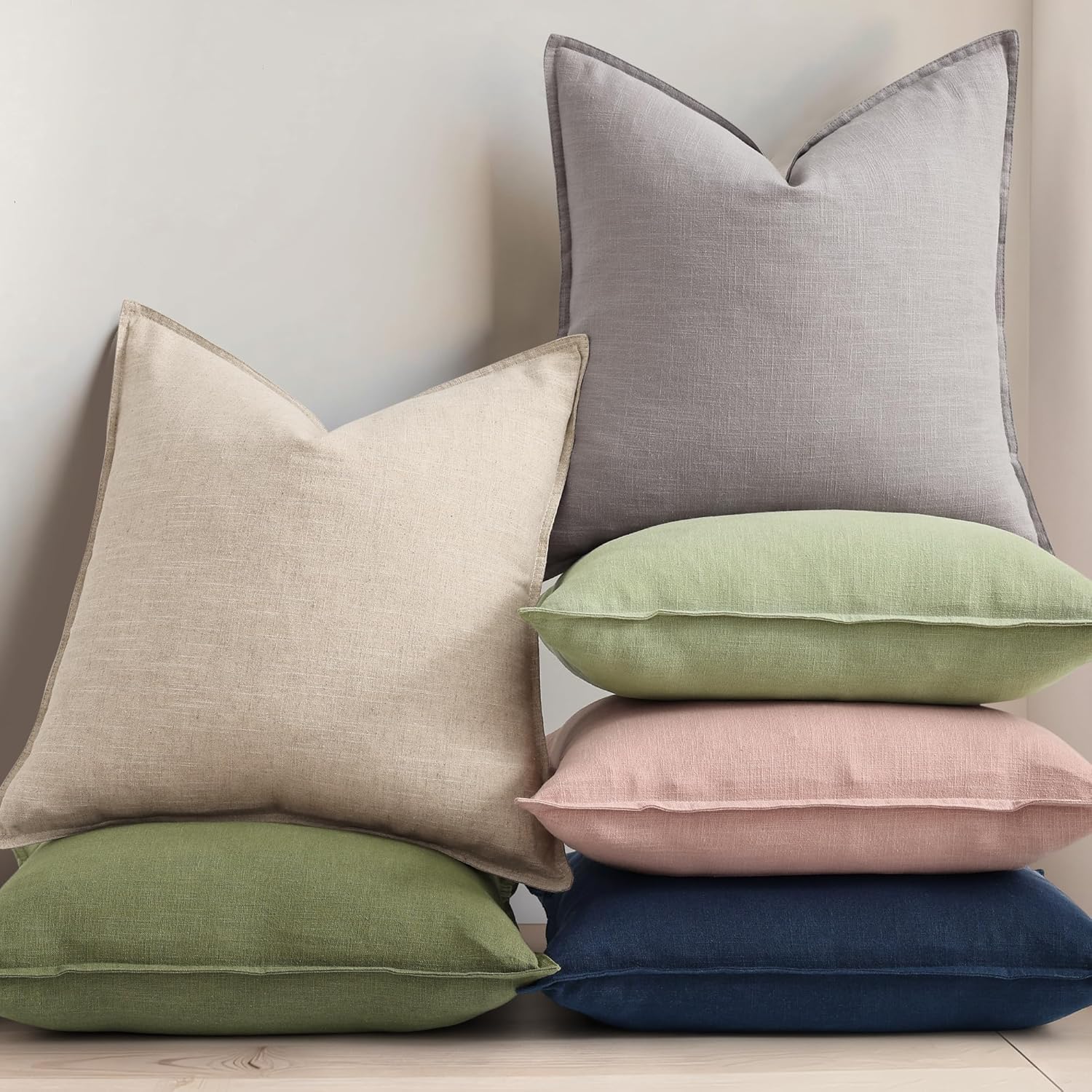 Fall Decorative Linen Throw Pillow Covers Lumbar Pillow Covers / Pink / 20 x 12 / Set of 2