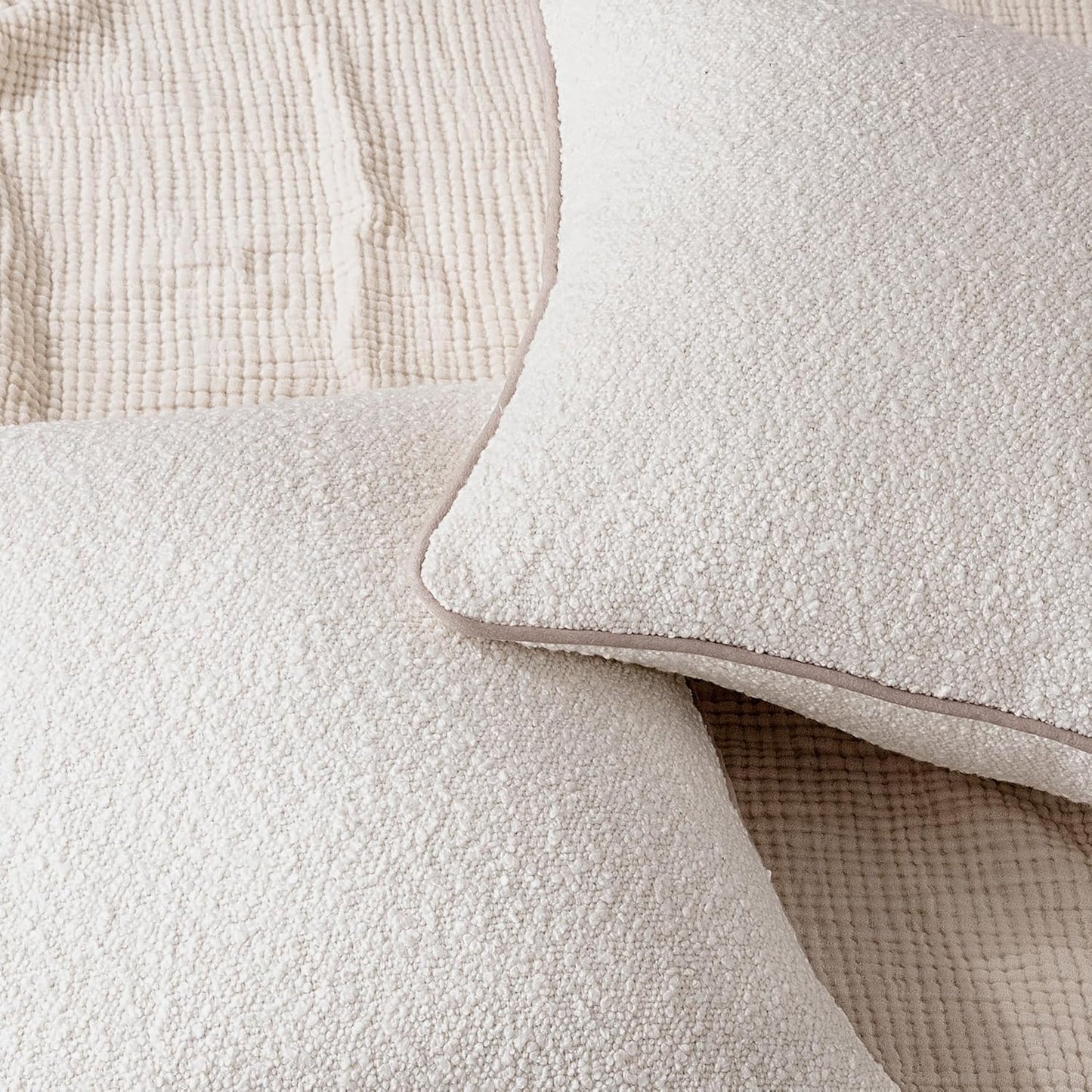 Boucle Throw Pillow Covers / White / 18 x 18 / Set of 2