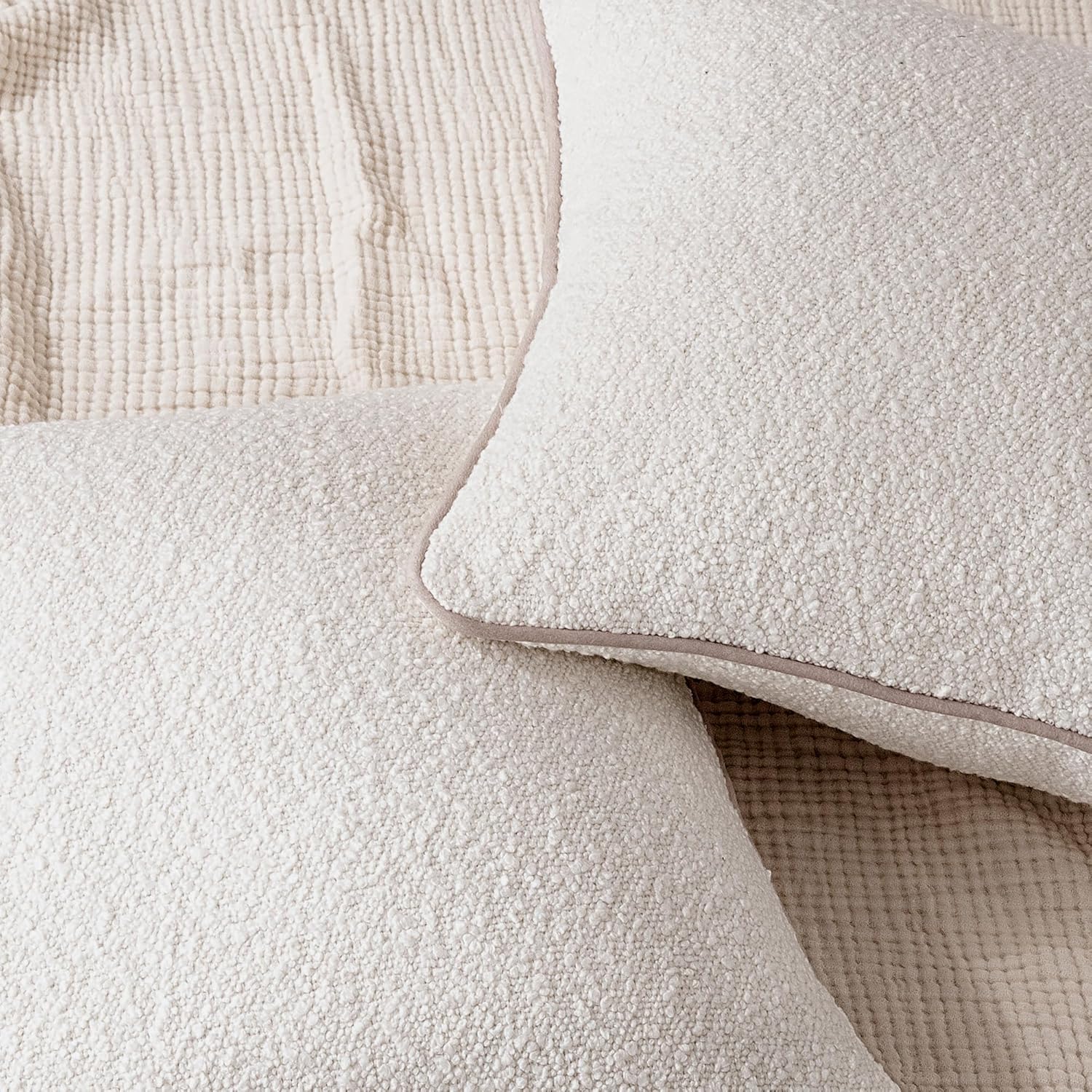Boucle Throw Pillow Covers / White / 18 x 18 / Set of 2
