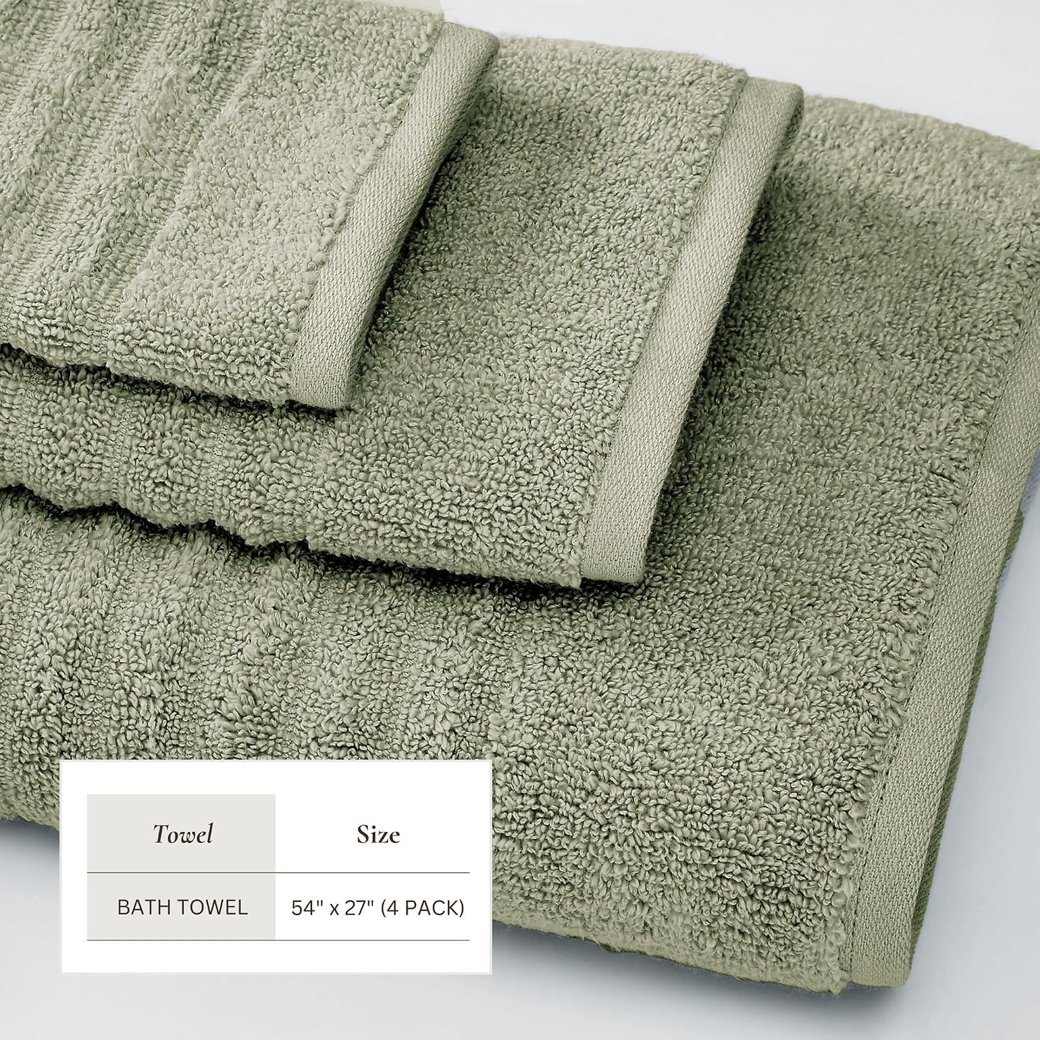 Great Bay Home 4 Pack Bath Towel Set - 100% Cotton Towels - Absorbent & Quick-Dry Towels for Bathroom (Eucalyptus)