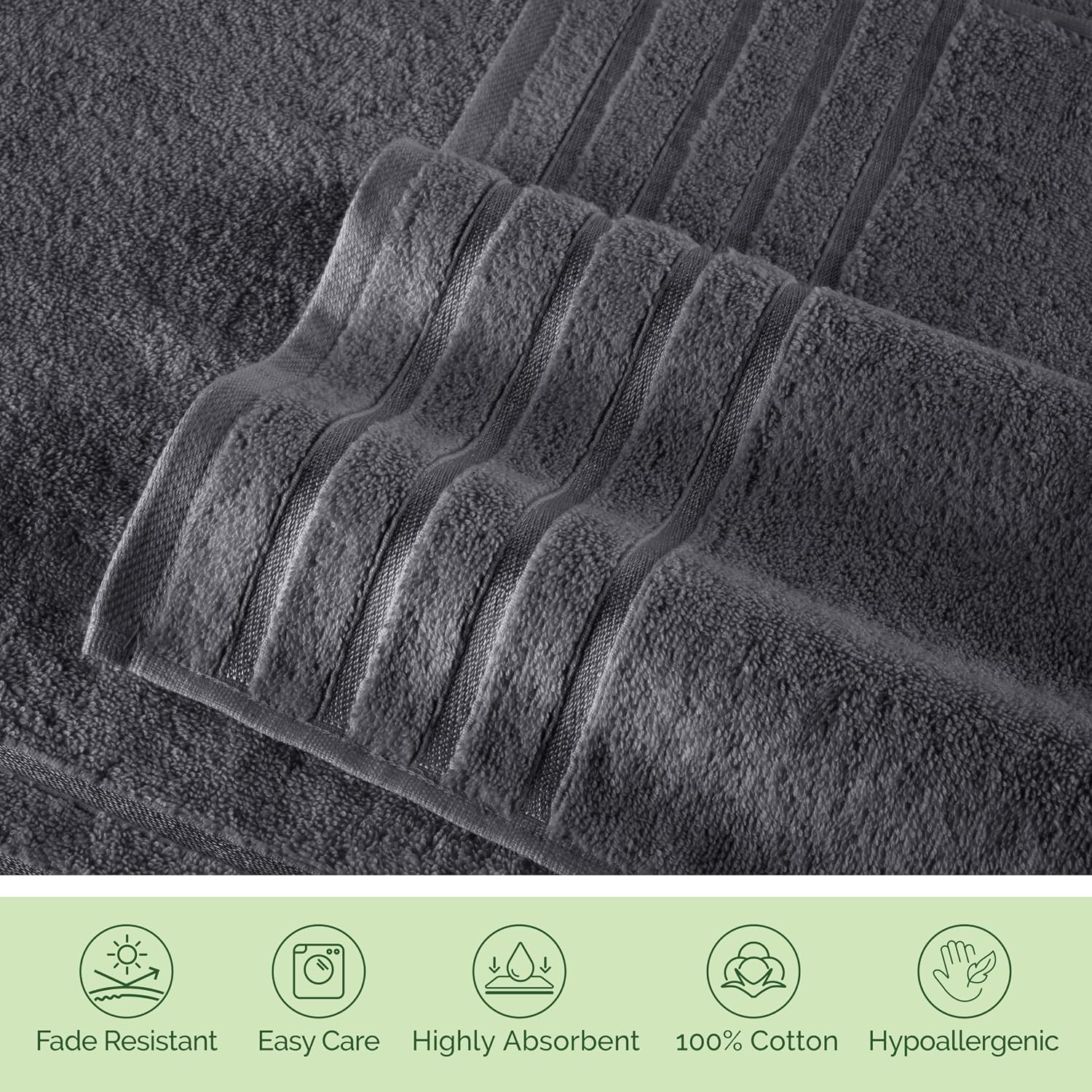 Elegant Comfort 4 Lines Viscose Stripe 6-Piece Premium Towel Set - 100% Turkish Cotton High Absorbent Luxury Bathroom