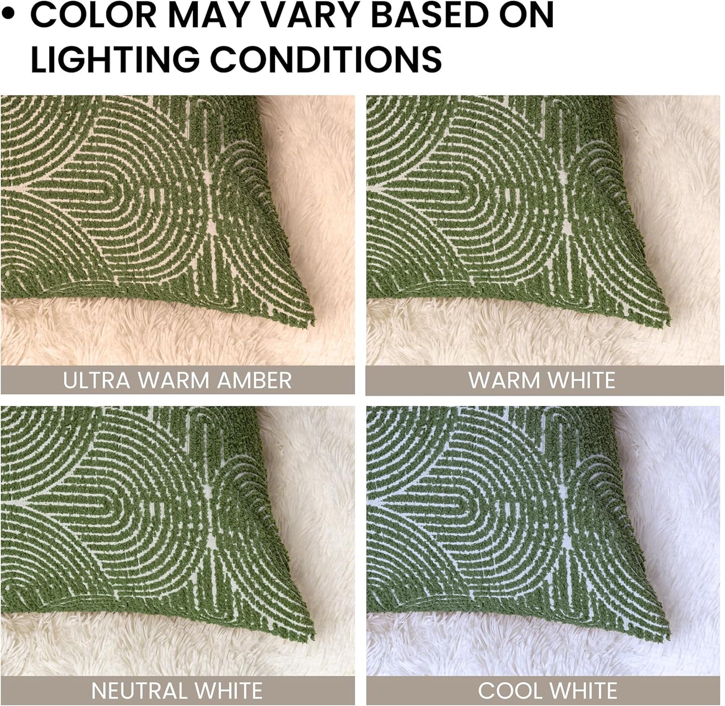 Boho Decorative Textured Throw Pillow Covers / Olive Green / 20 x 20 / Set of 2