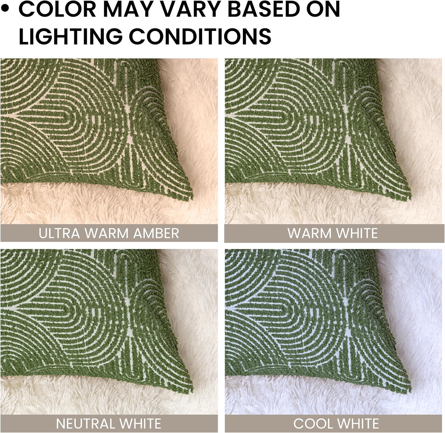 Boho Decorative Textured Throw Pillow Covers / Olive Green / 20 x 20 / Set of 2