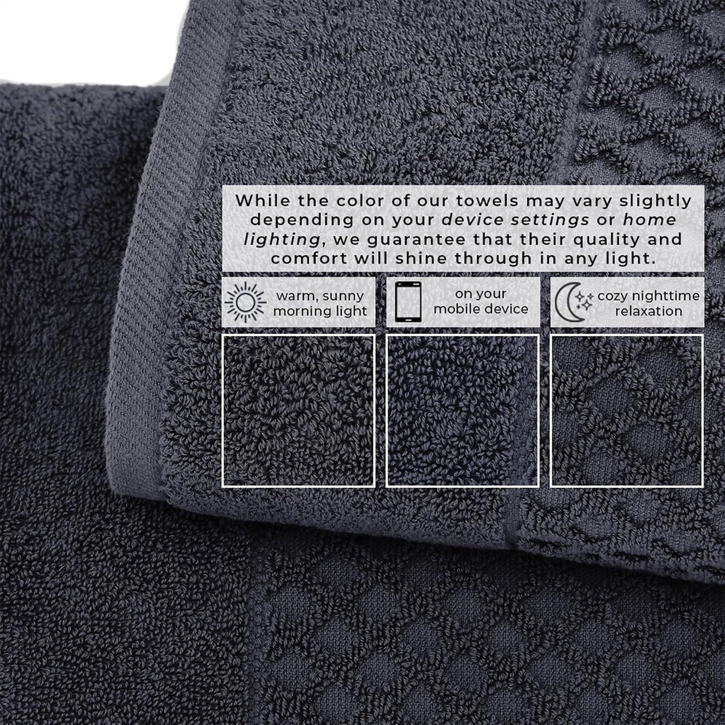 Great Bay Home Bath Towels - 100% Cotton 6 Piece Towel Set - Diamond Waffle Weave - Absorbent, Durable, Quick-Dry