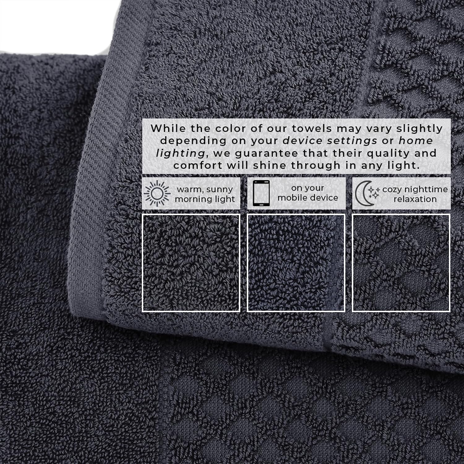 Great Bay Home Bath Towels - 100% Cotton 6 Piece Towel Set - Diamond Waffle Weave - Absorbent, Durable, Quick-Dry