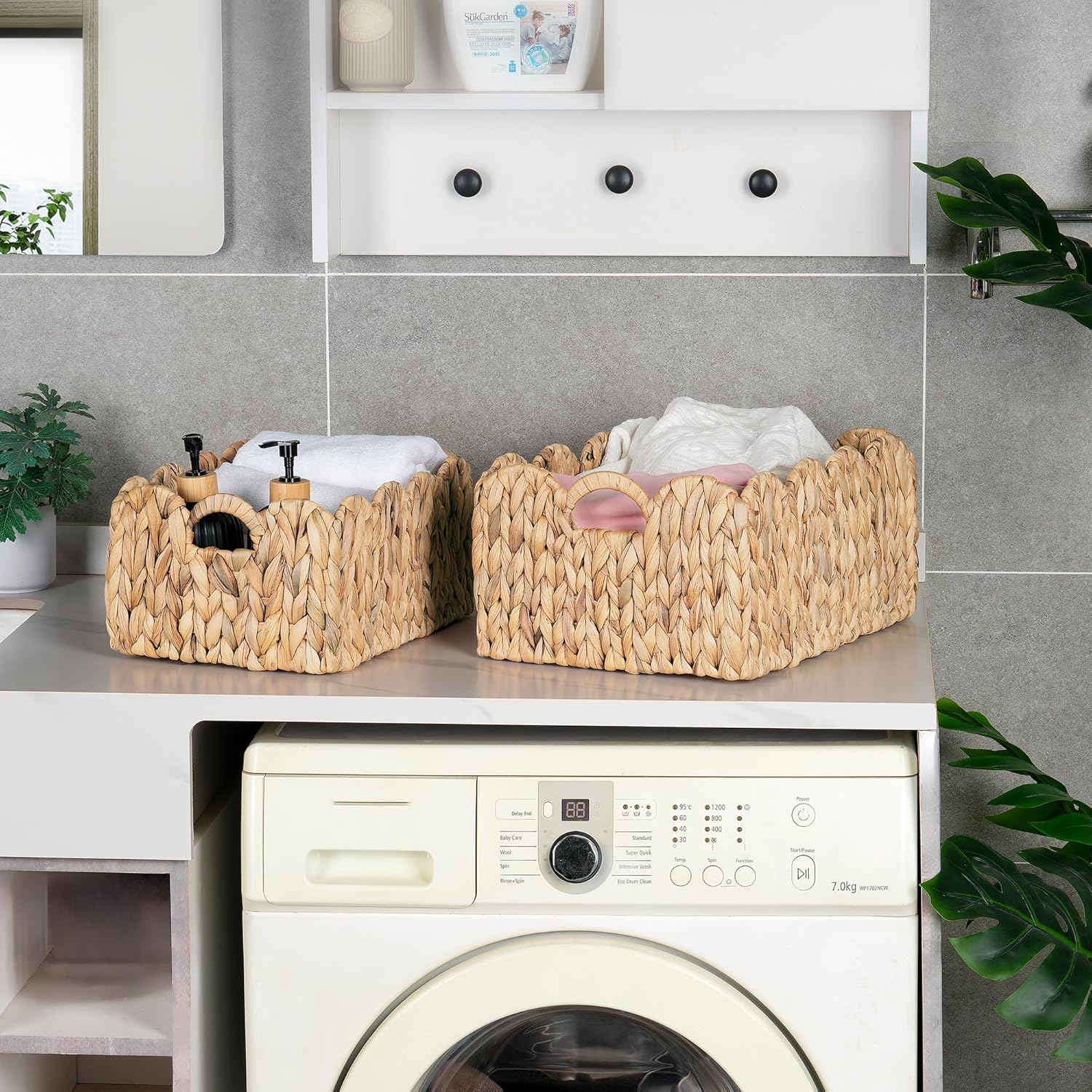 Scalloped Wicker Basket / Rectangle / Natural / Set of 2