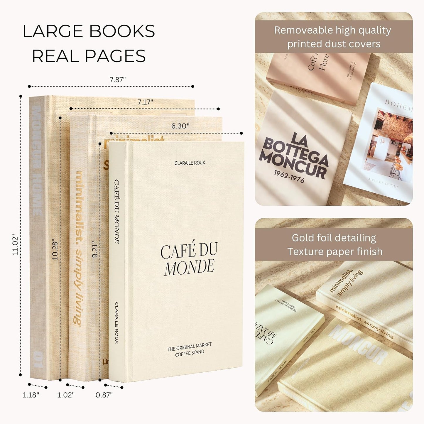 Faux Books for Decoration Coffee Table Books Decorative Books Neutral Room / Beige Warm / Set of 3