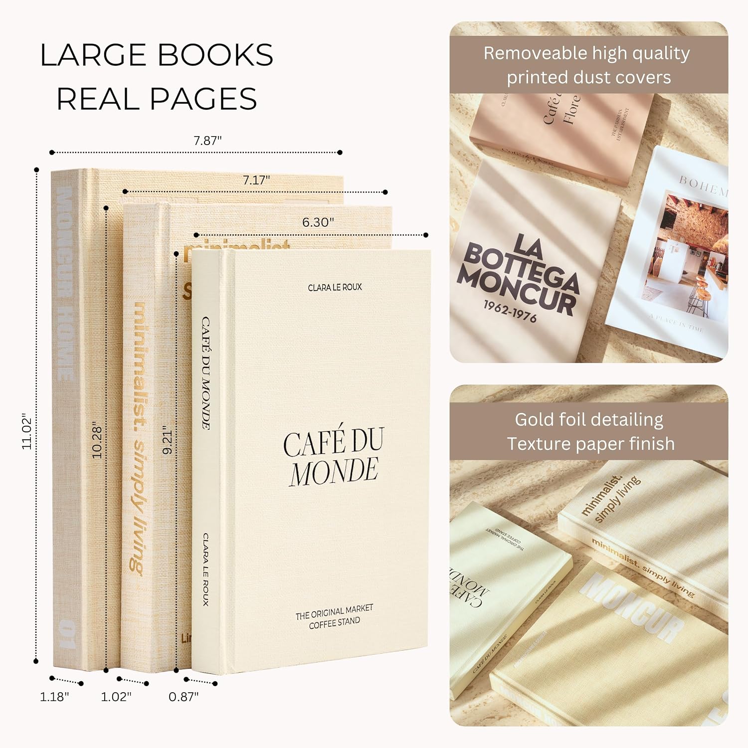 Faux Books for Decoration Coffee Table Books Decorative Books Neutral Room / Beige Warm / Set of 3