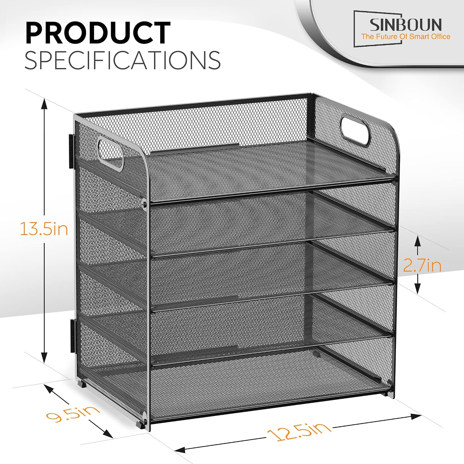 2 Pack Letter Tray 5-Tier Desk Organizer File Paper Holder with Handle, Metal Desktop Document Shelf Tray Office