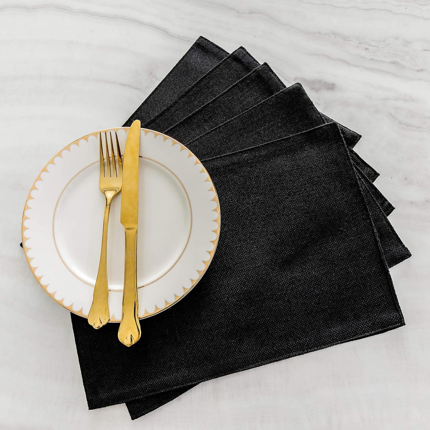Home Brilliant Black Placemats Set of 8 Heat Resistant Table Mats Cloth Dining Table Place Mats Kitchen Washable