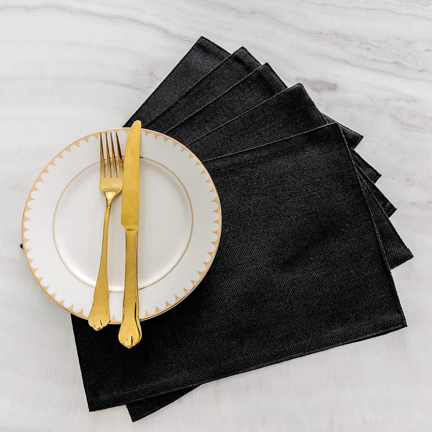 Home Brilliant Black Placemats Set of 8 Heat Resistant Table Mats Cloth Dining Table Place Mats Kitchen Washable