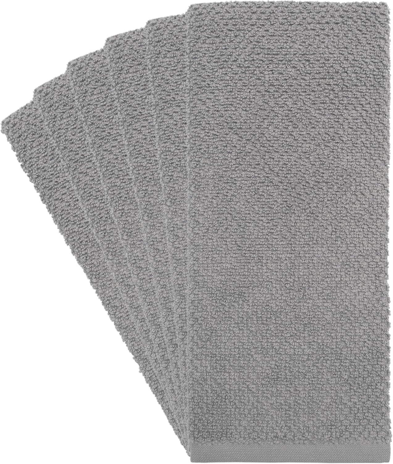 Bumble Kitchen Towels 6 Pack 100% Cotton 16"x26" - Grey Solid | 430 GSM Soft Kitchen Hand Towels with Hanging Loop