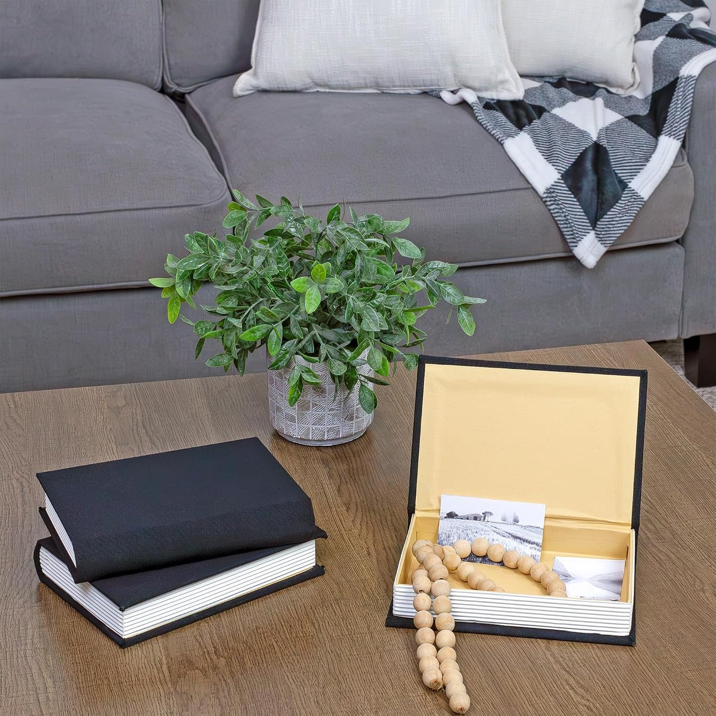 Faux Book Stack / Black / Set of 3