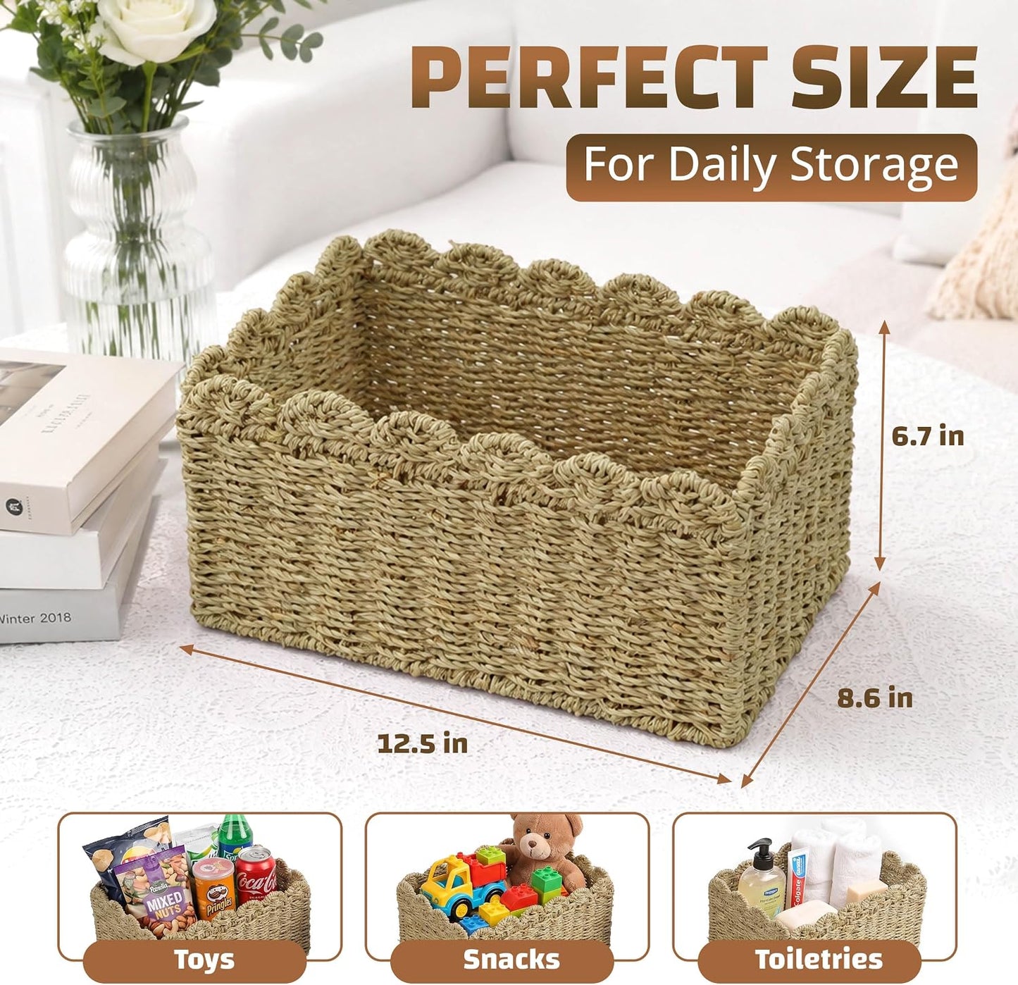 Woven Organizer for Closet / 12.6"L x 8.7"W x 6.7"H / Gray / 12.6 x 8.7 x 6.7