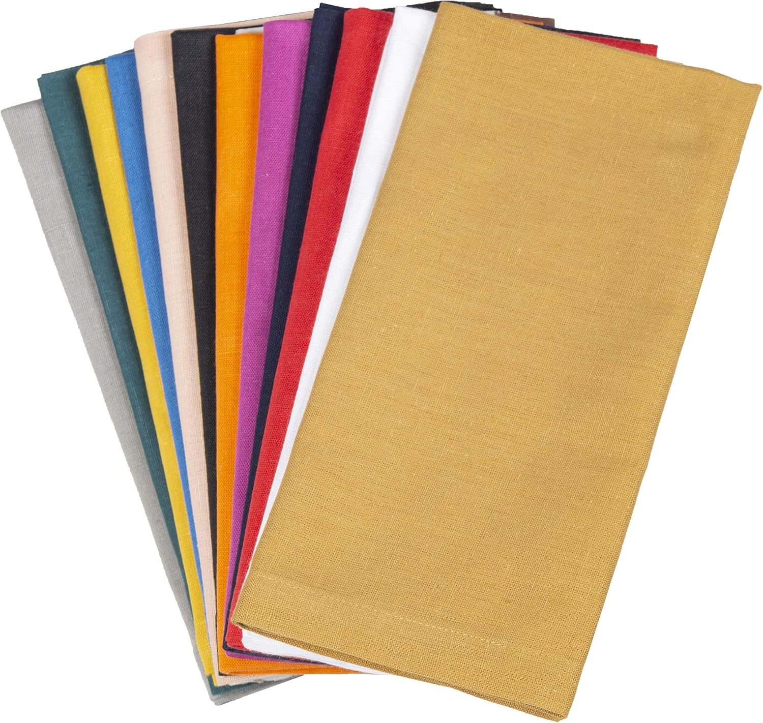 FINGERCRAFT Cloth Napkin, Cotton Linen, Set of 12, 18x18 inch, Multi | Mitered, premium quality, soft, absorbent