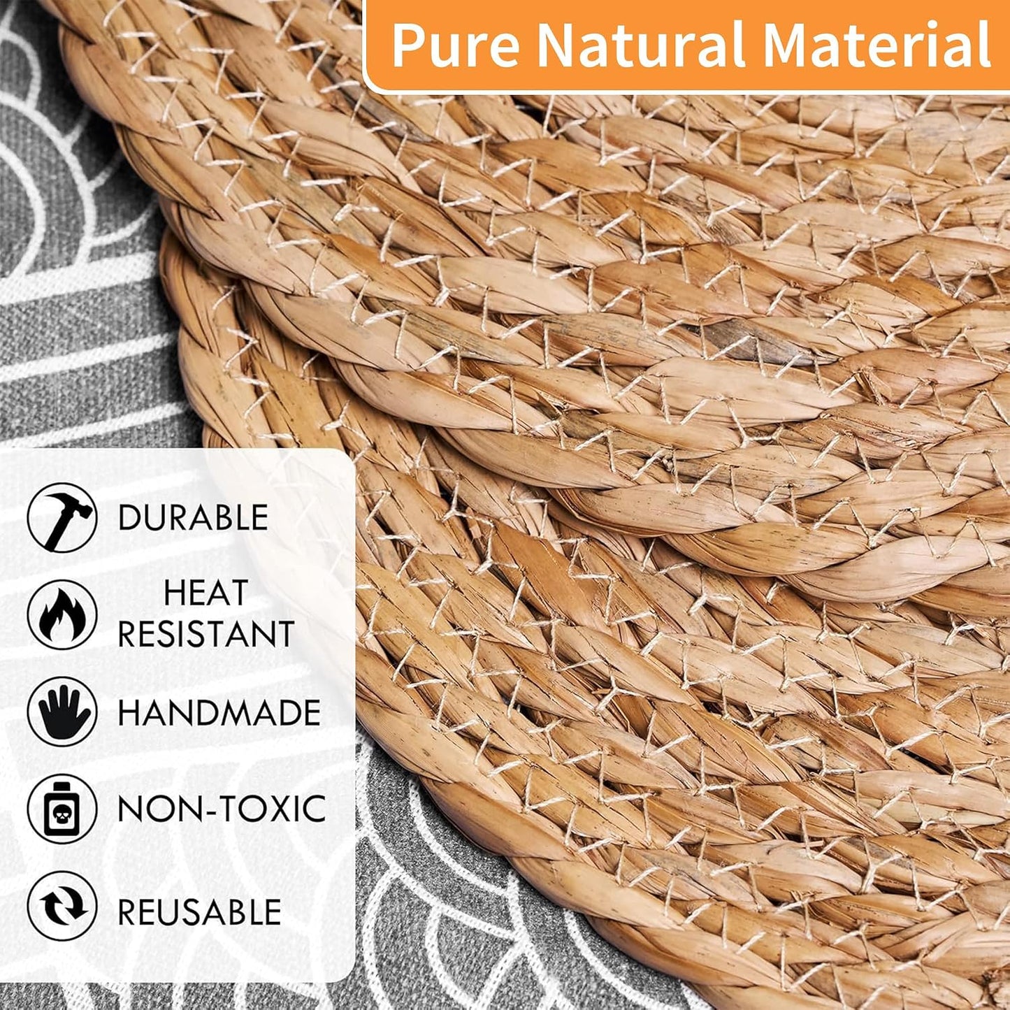 13.5'' Round Woven Placemats Set of 10, Boho Rattan Chargers for Dinner Plates, Round Rattan Placemats,for Dining