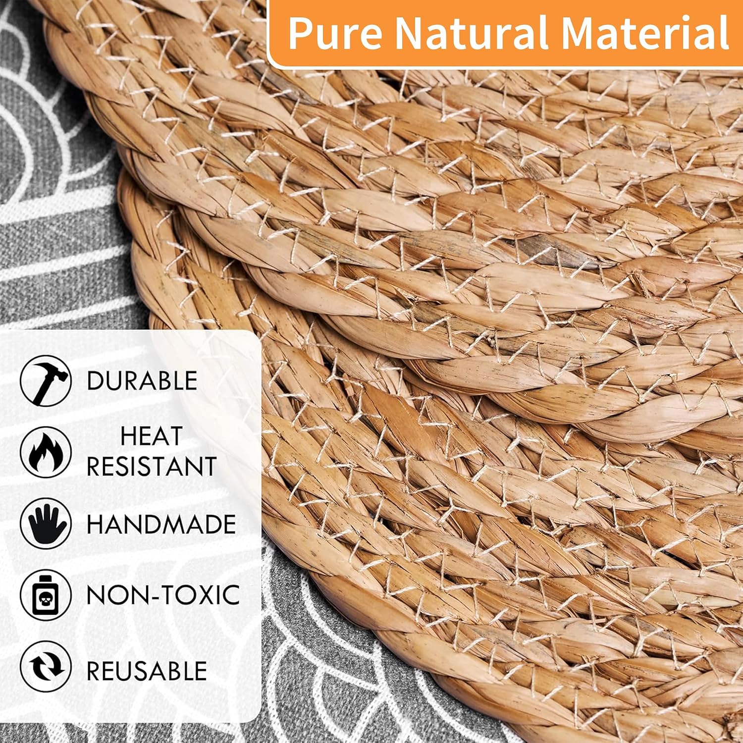 13.5'' Round Woven Placemats Set of 10, Boho Rattan Chargers for Dinner Plates, Round Rattan Placemats,for Dining