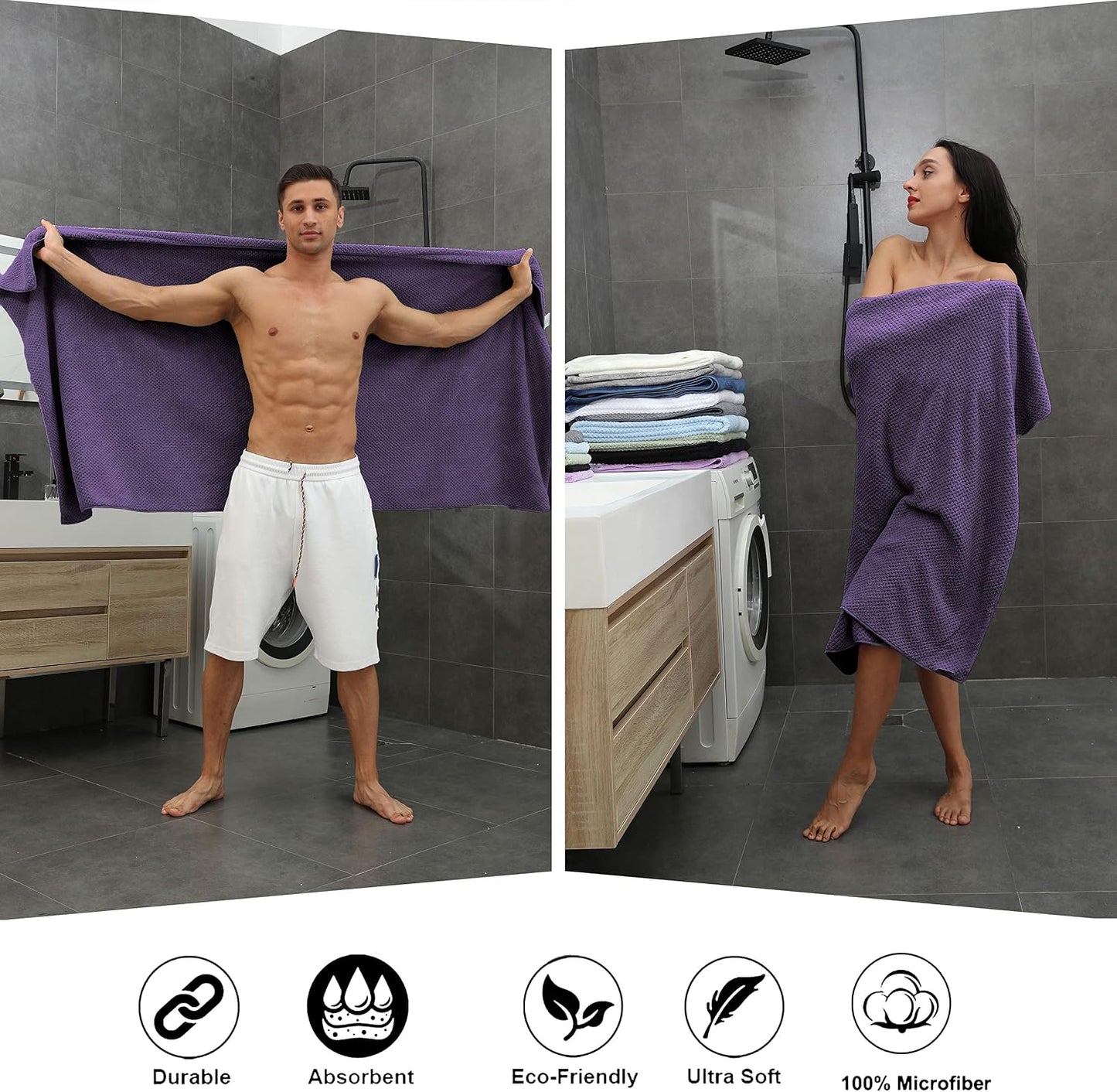 Smuge Extra Large Bath Towel Sheet Set 35x70 Inches - Oversized Bath Towels Set,Large Microfiber - Quick