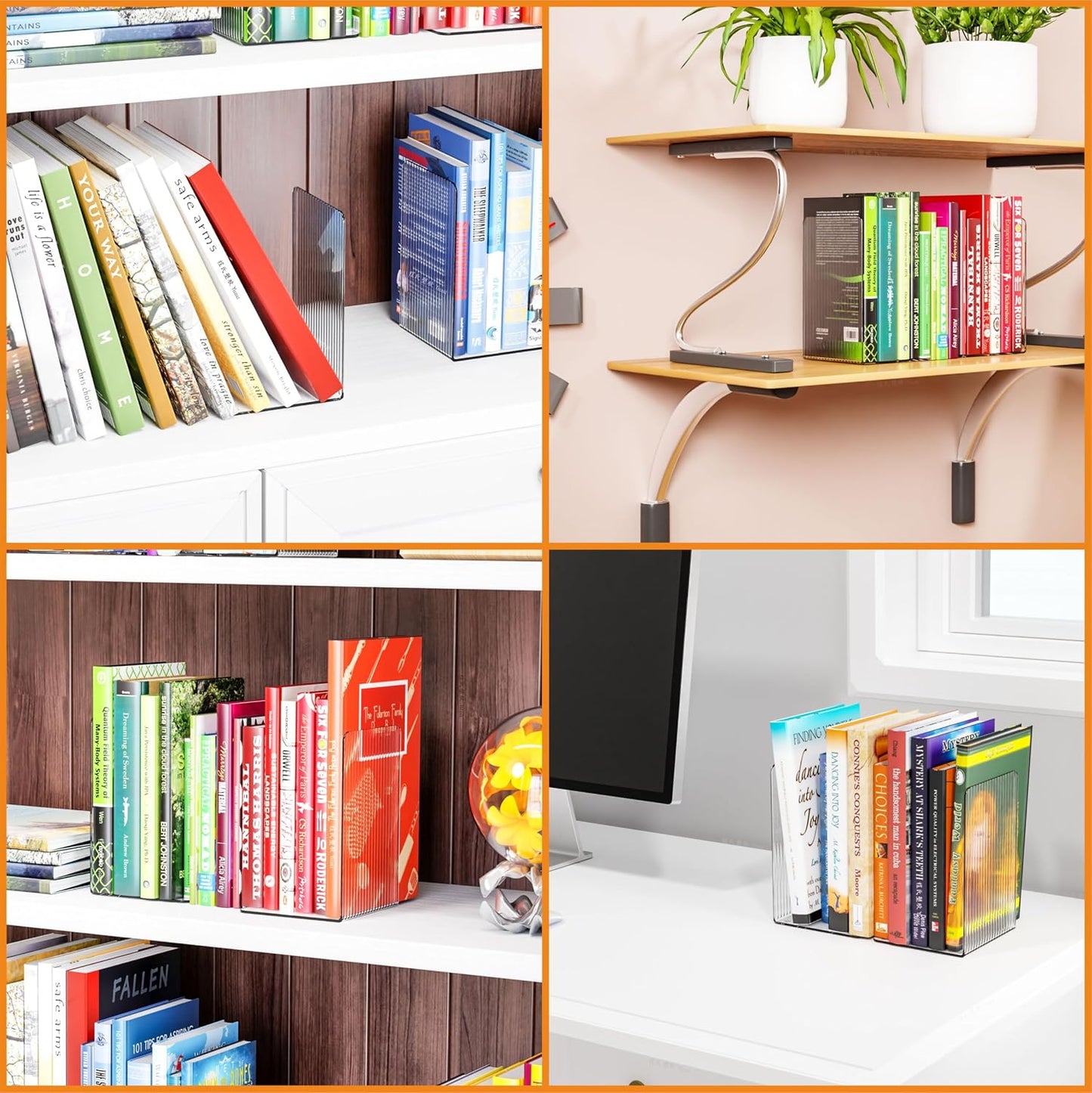 Acrylic Book Ends / Clear / Set of 6