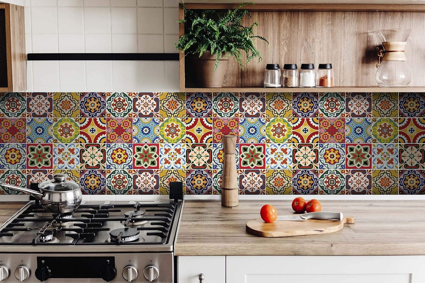 Tile Stickers 24 PC Set Authentic Traditional Talavera Tiles Stickersl Bathroom & Kitchen Tile