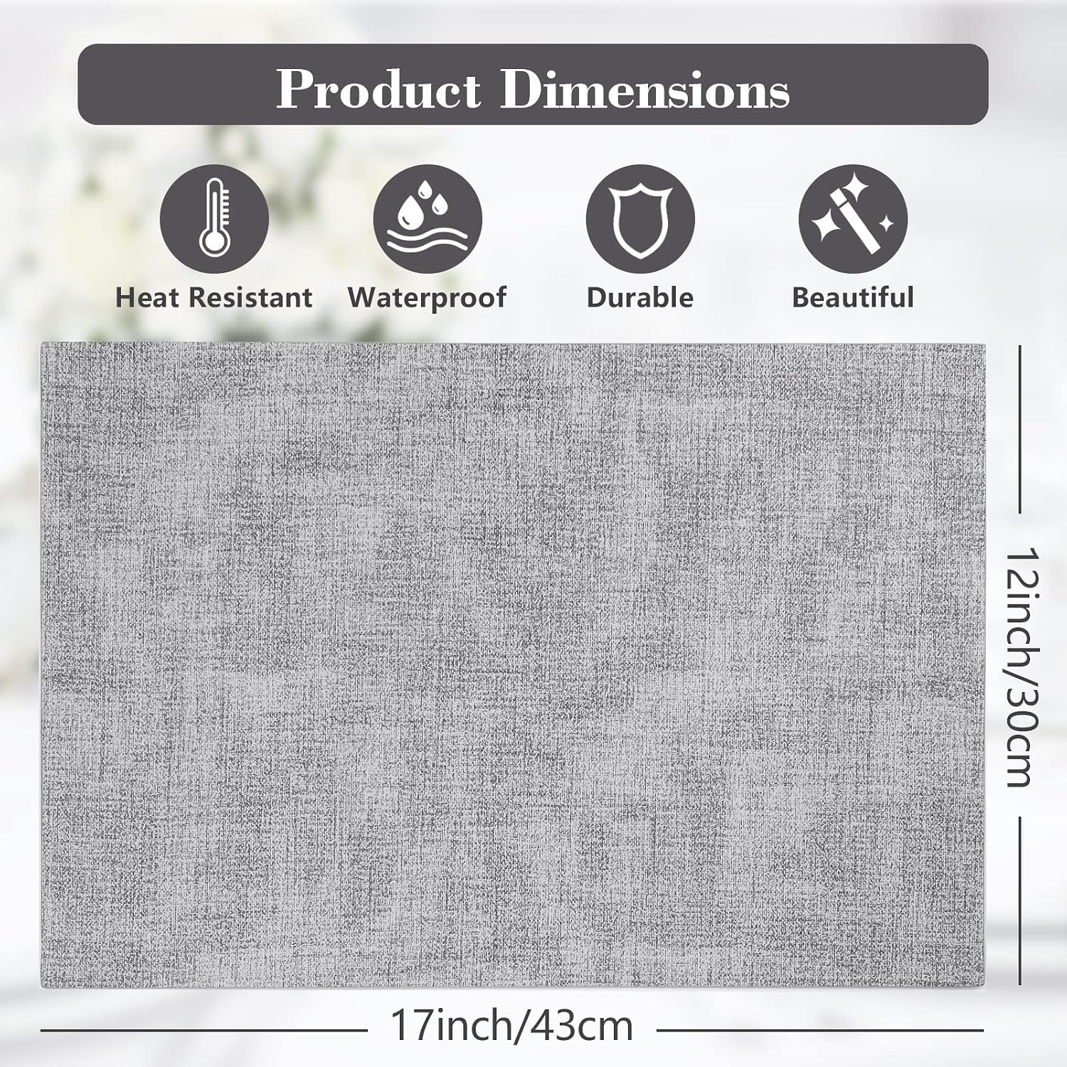 Faux Leather Placemats Set of 6,Heat Resistant Placemats for Dining Table, Easy Clean Non-Slip Place Mats, Waterproof