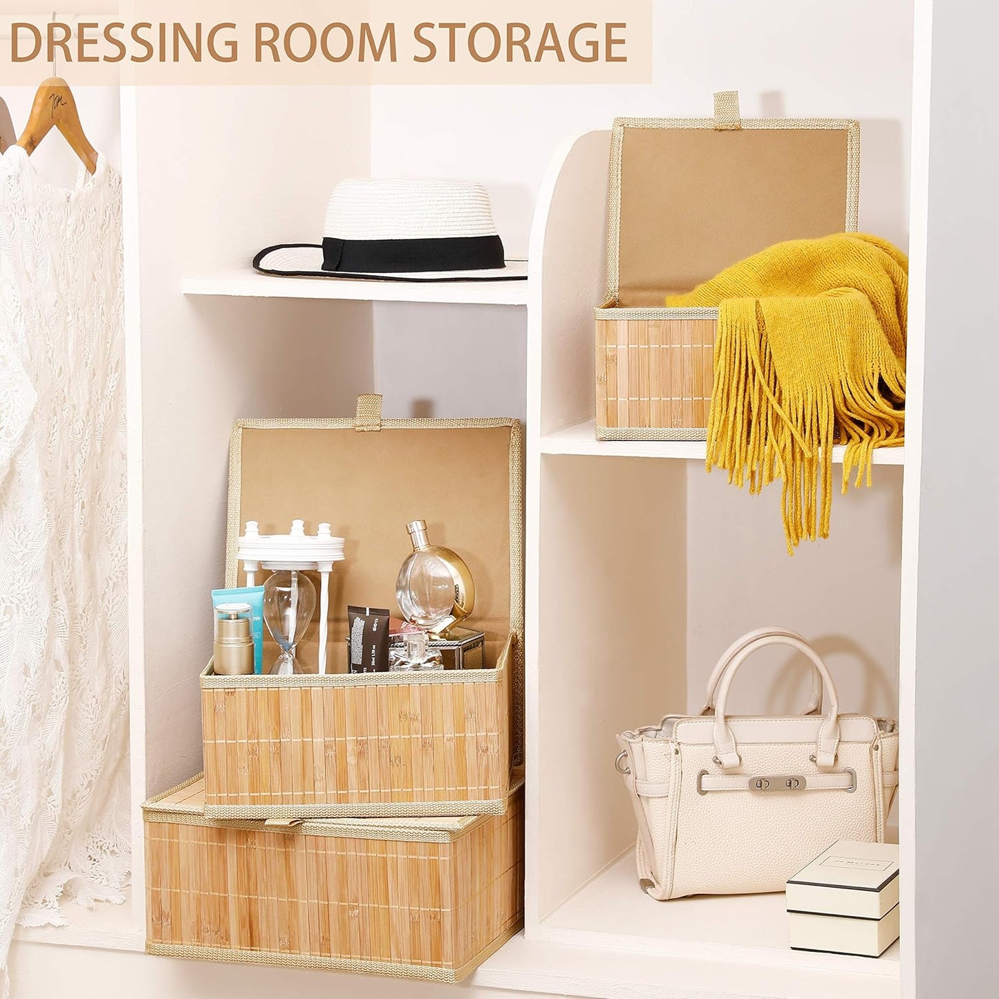 Woven Lined Storage Basket / Wooden Beige / Set of 3