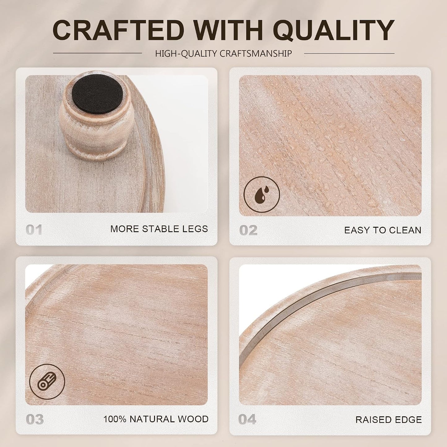 EOSAHR Wood Display Riser: Pedestal Stand for Kitchen Decor, Natural Wood | 10" Round Farmhouse Risers for Decor, Plant