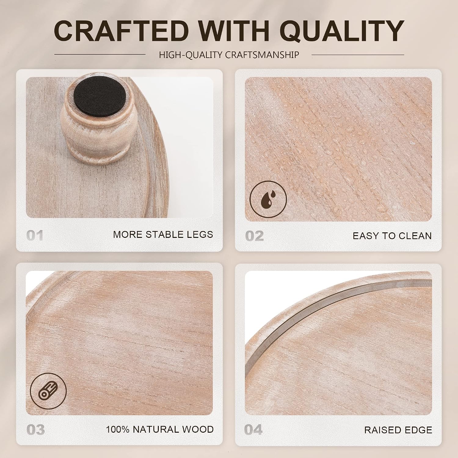 EOSAHR Wood Display Riser: Pedestal Stand for Kitchen Decor, Natural Wood | 10" Round Farmhouse Risers for Decor, Plant