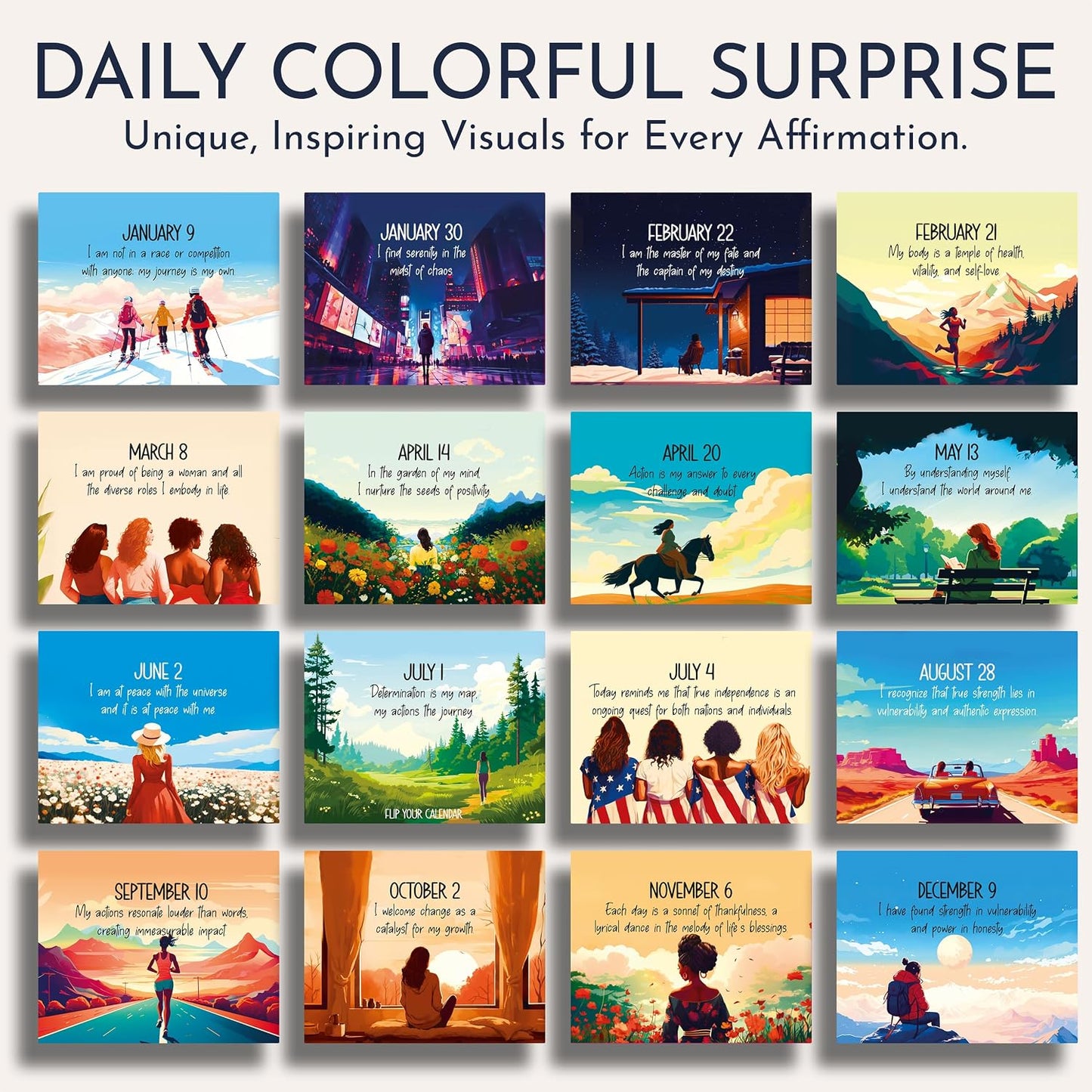 Daily Affirmations for Women, Perpetual Desk Calendar, 366 Positive Quotes | Inspirational Self Care Gifts for Women