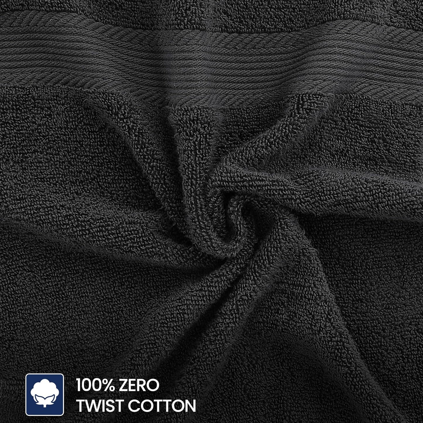 Linteum Textile Supply Black Bleach Proof Premium Hand Towels for Bathroom 16x27 Inches 100% Cotton Zero Twist Quick