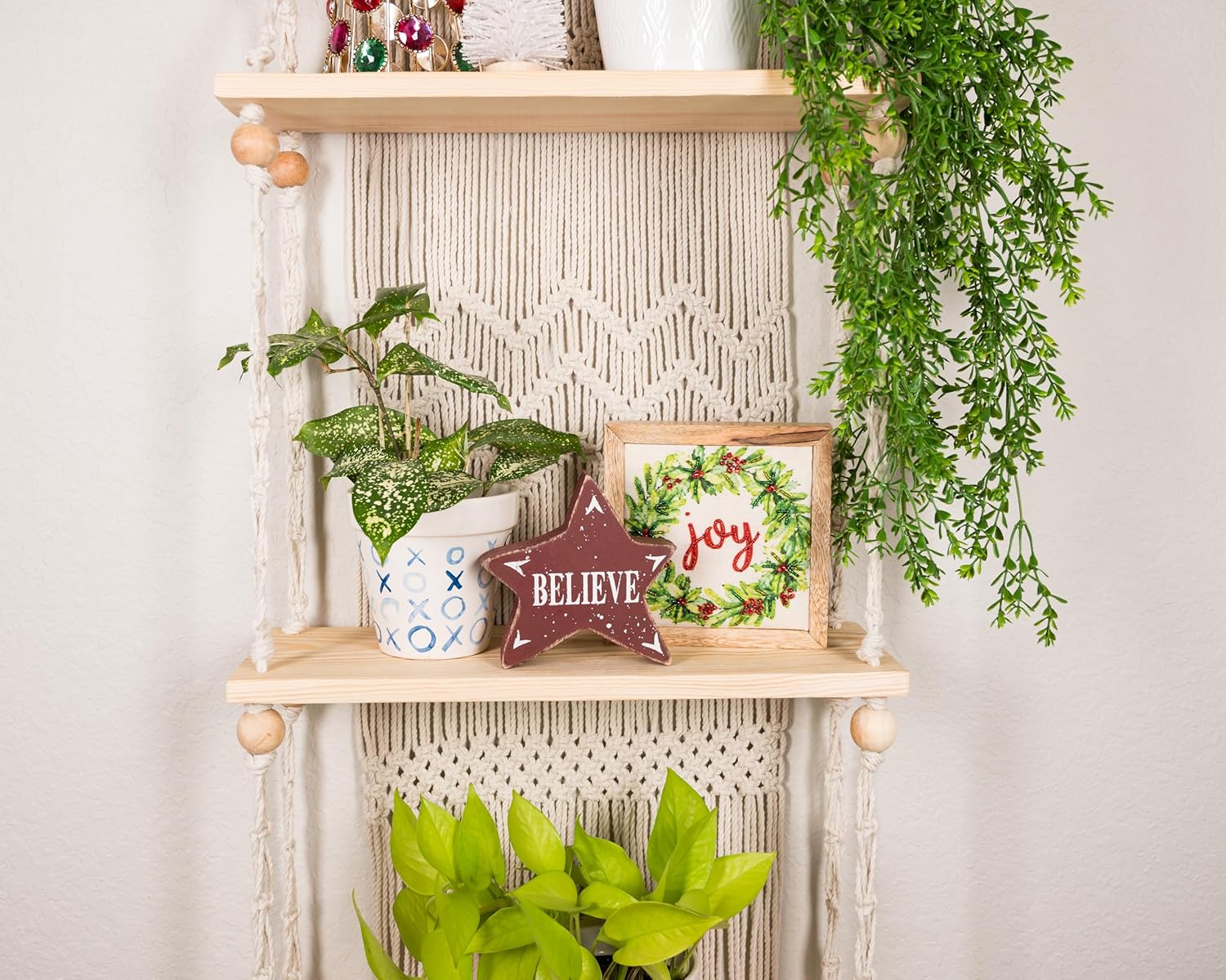 Boho Shelves / Wall Plant Hanger Shelves / 3 Tier