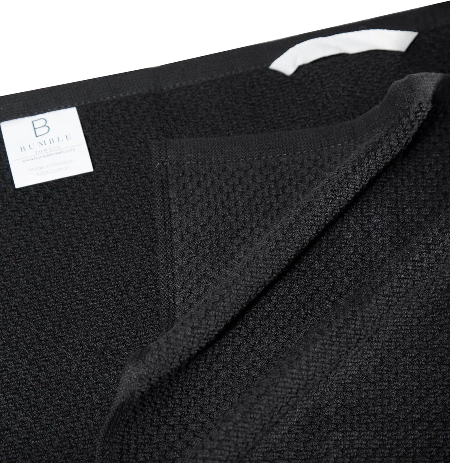 Bumble Kitchen Towels 6 Pack 100% Cotton 16"x26" - Black Wide Stripe | 430 GSM Soft Kitchen Hand Towels with Hanging