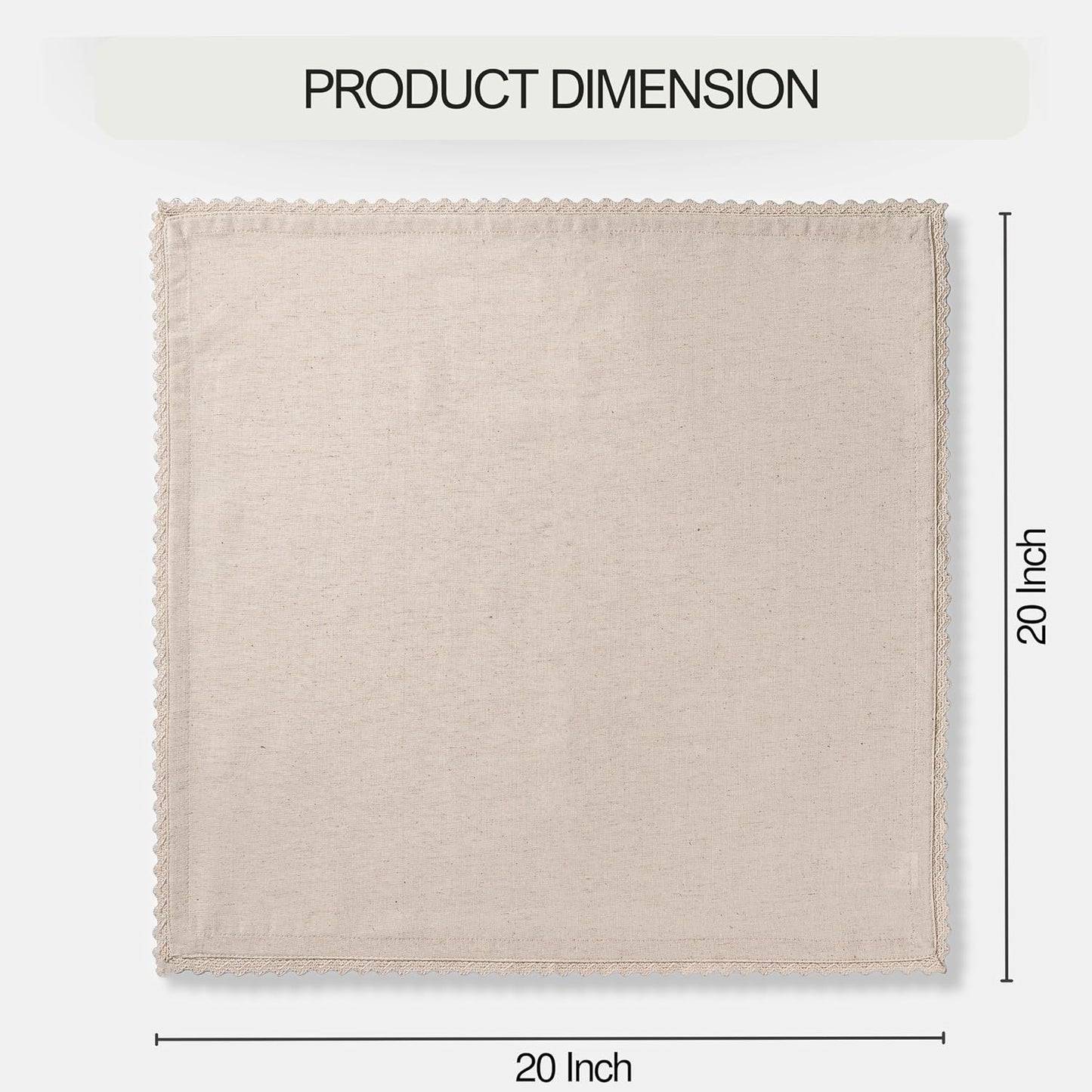 FINGERCRAFT Lace Cloth Napkins, Cotton Linen, 12 Pack, 20x20 Inch, Ivory | Premium Crochet lace, mitered Corners