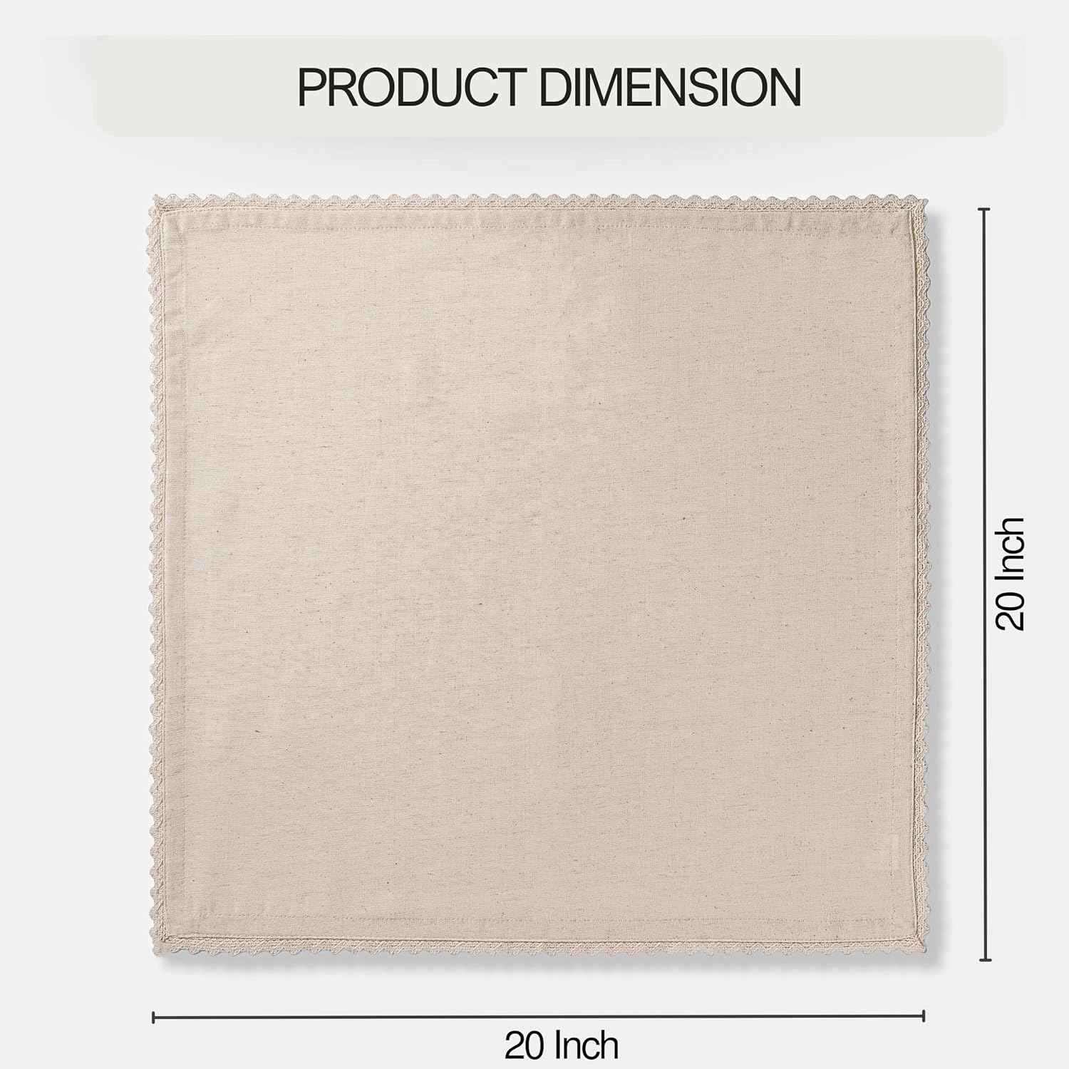 FINGERCRAFT Lace Cloth Napkins, Cotton Linen, 12 Pack, 20x20 Inch, Ivory | Premium Crochet lace, mitered Corners