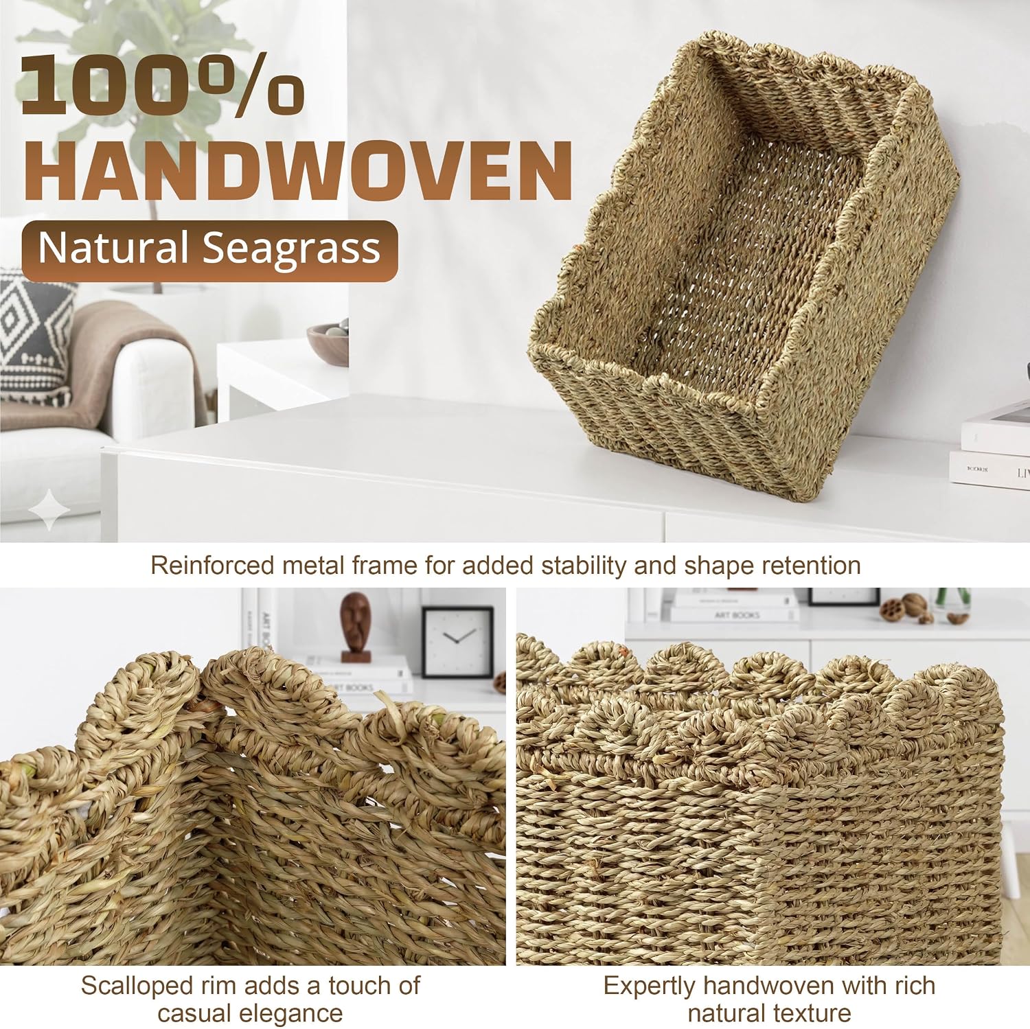 Woven Organizer for Closet / 12.6"L x 8.7"W x 6.7"H / Gray / 12.6 x 8.7 x 6.7