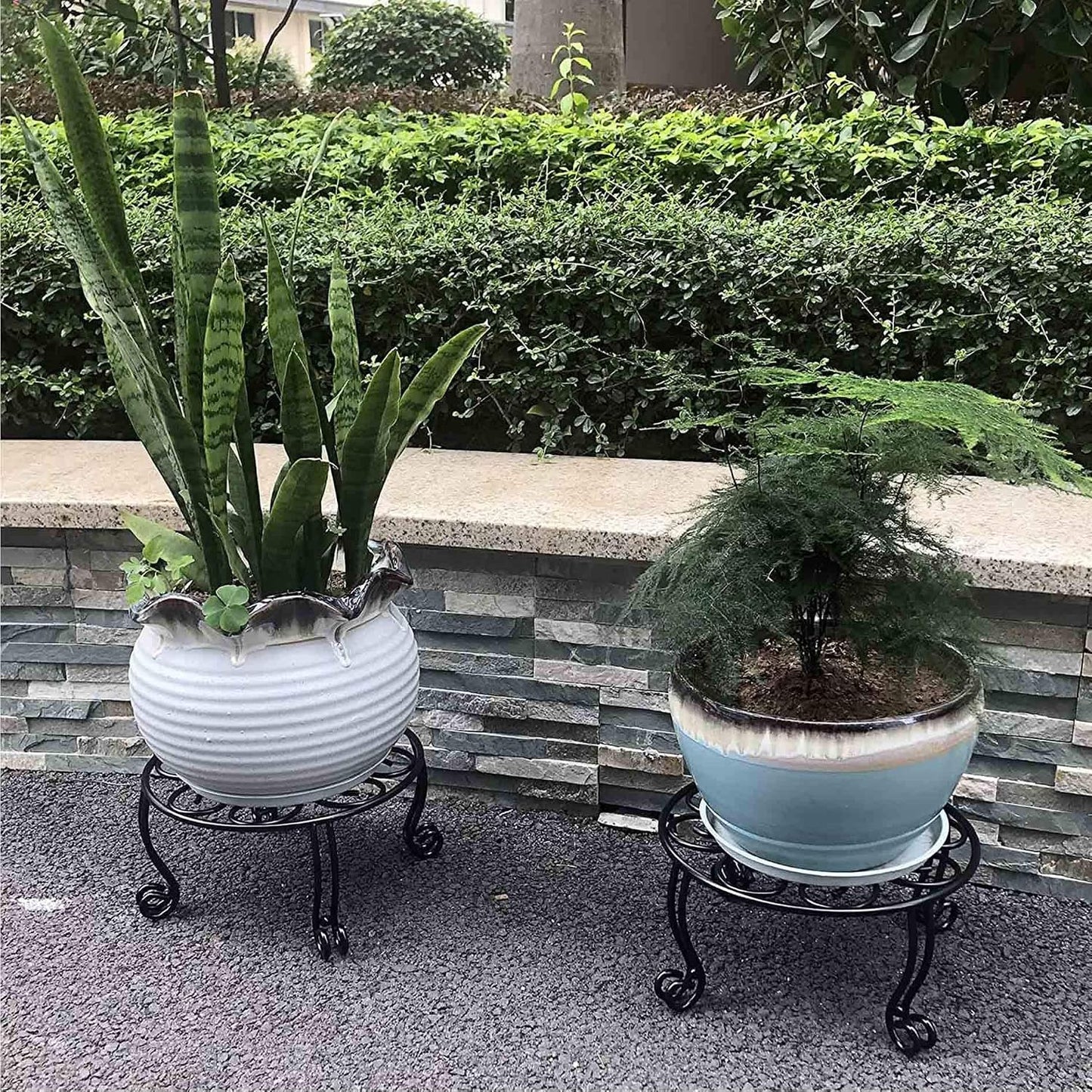 Metal Outdoor Plant Stand 11.8IN Diameter Heavy Duty Plant Pot Stands for Indoor Round Flower Pot Support Rack Set of