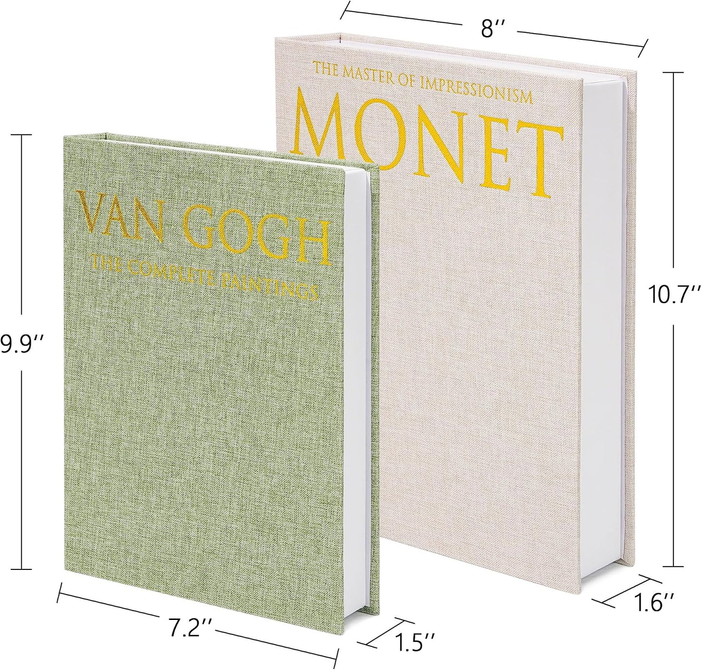 Linen Faux Book Storage Box / Grassgreen / Set of 2