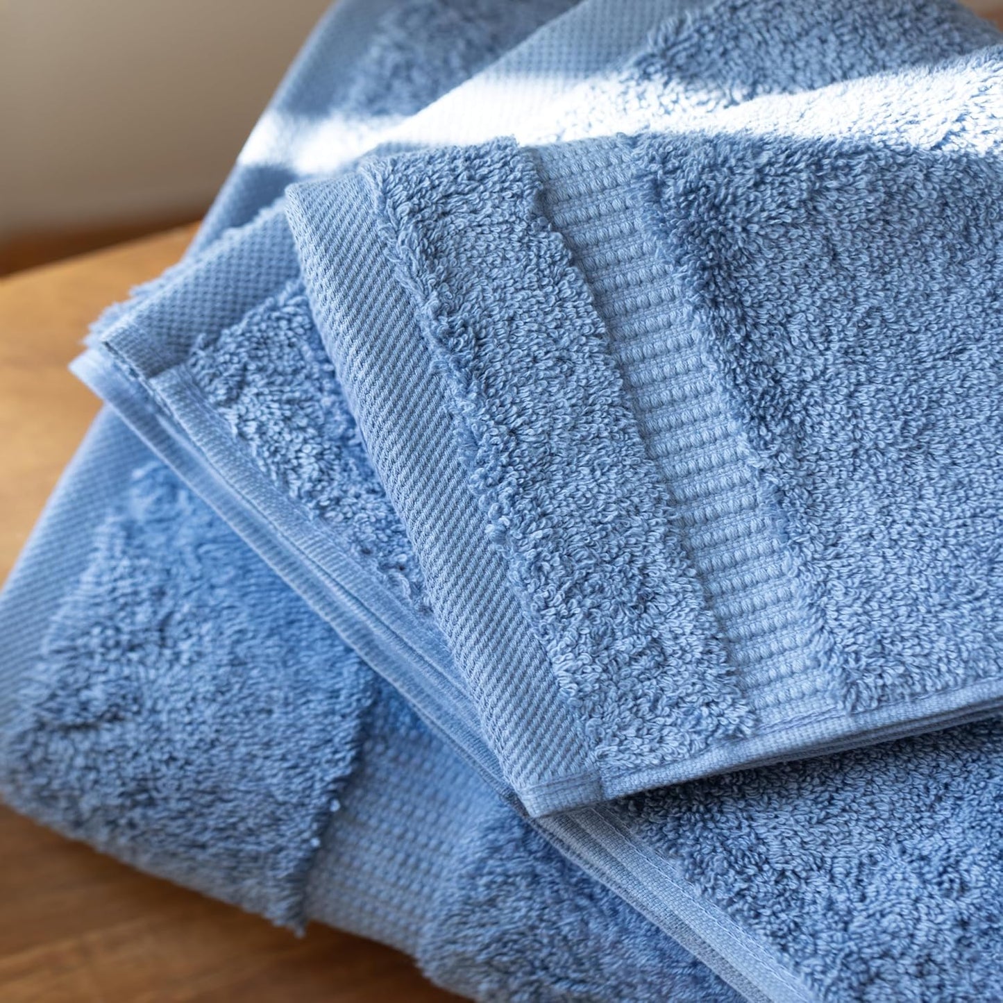 SALBAKOS 100% Turkish Cotton Bathroom Towel Set of 6-Piece, Blue | 630 Gsm Thick Super Soft Highly Absorbent 2 Bath + 2