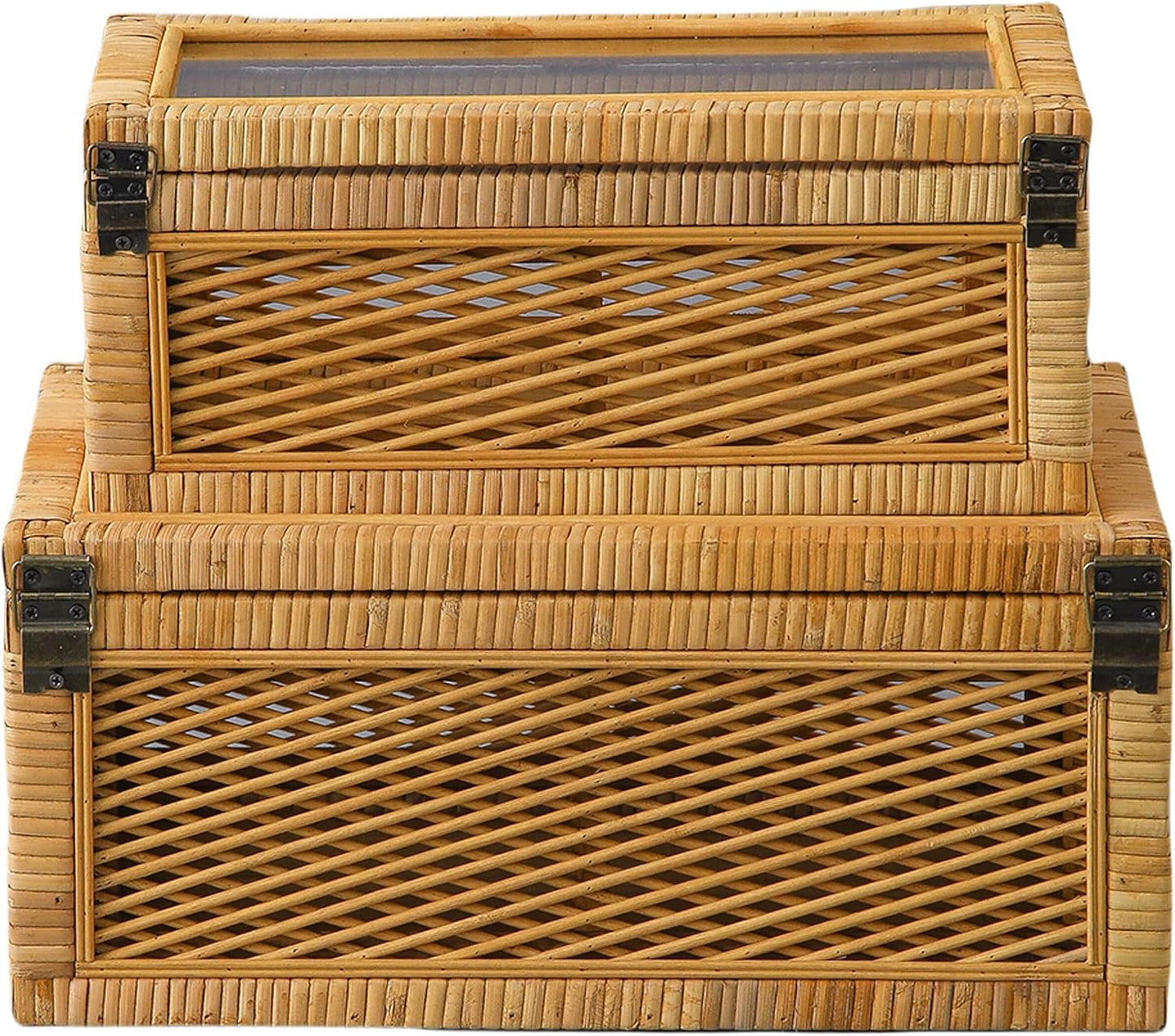 Stackable Decorative Boxes / Brown / Set of 2