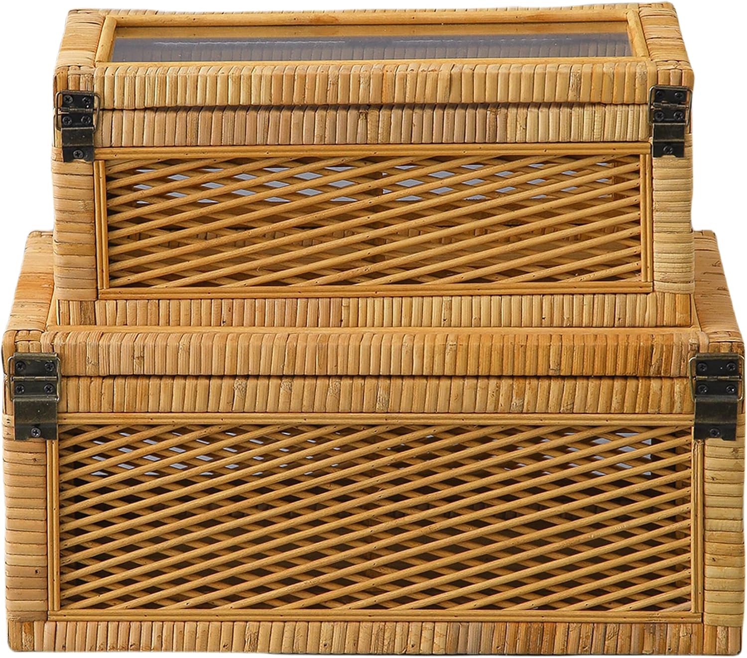 Stackable Decorative Boxes / Brown / Set of 2